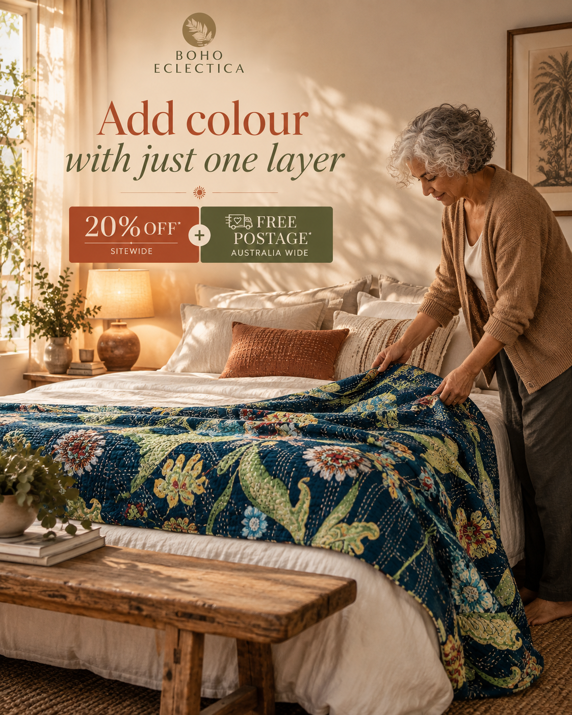 Boho Eclectica Facebook ad: Colour, without redoing the room