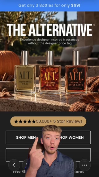 ALT. Fragrances Facebook ad: Any 3 fragrances for $99