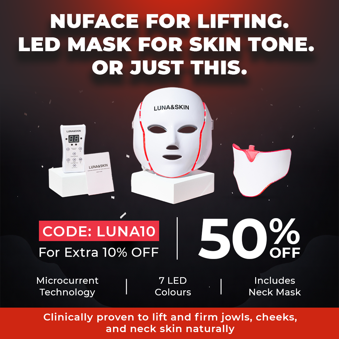 Luna&Skin Facebook ad: 7 LED Colours + Microcurrent for Firm, Lifted Skin