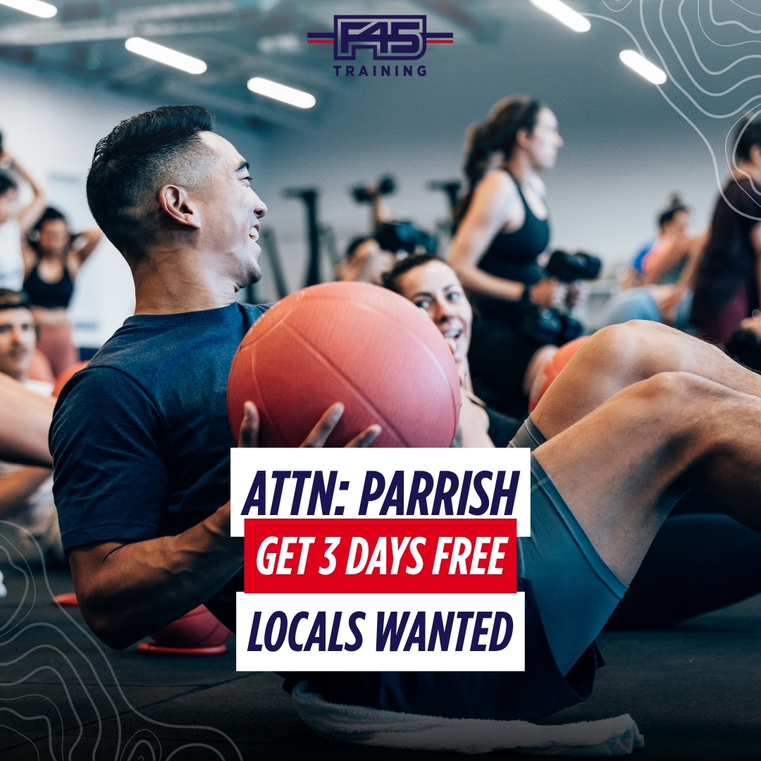 F45 Training Parrish Facebook ad: Parrish Locals: Try F45 FREE for 3 Days!