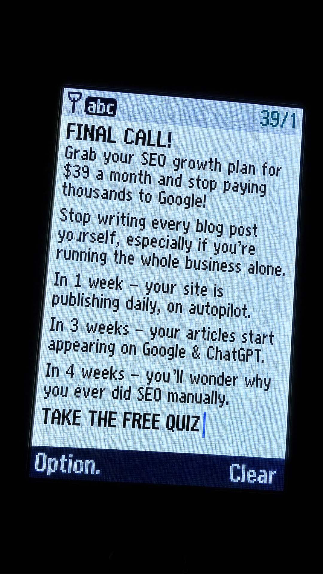 Soro SEO Facebook ad: Rank #1 on Google