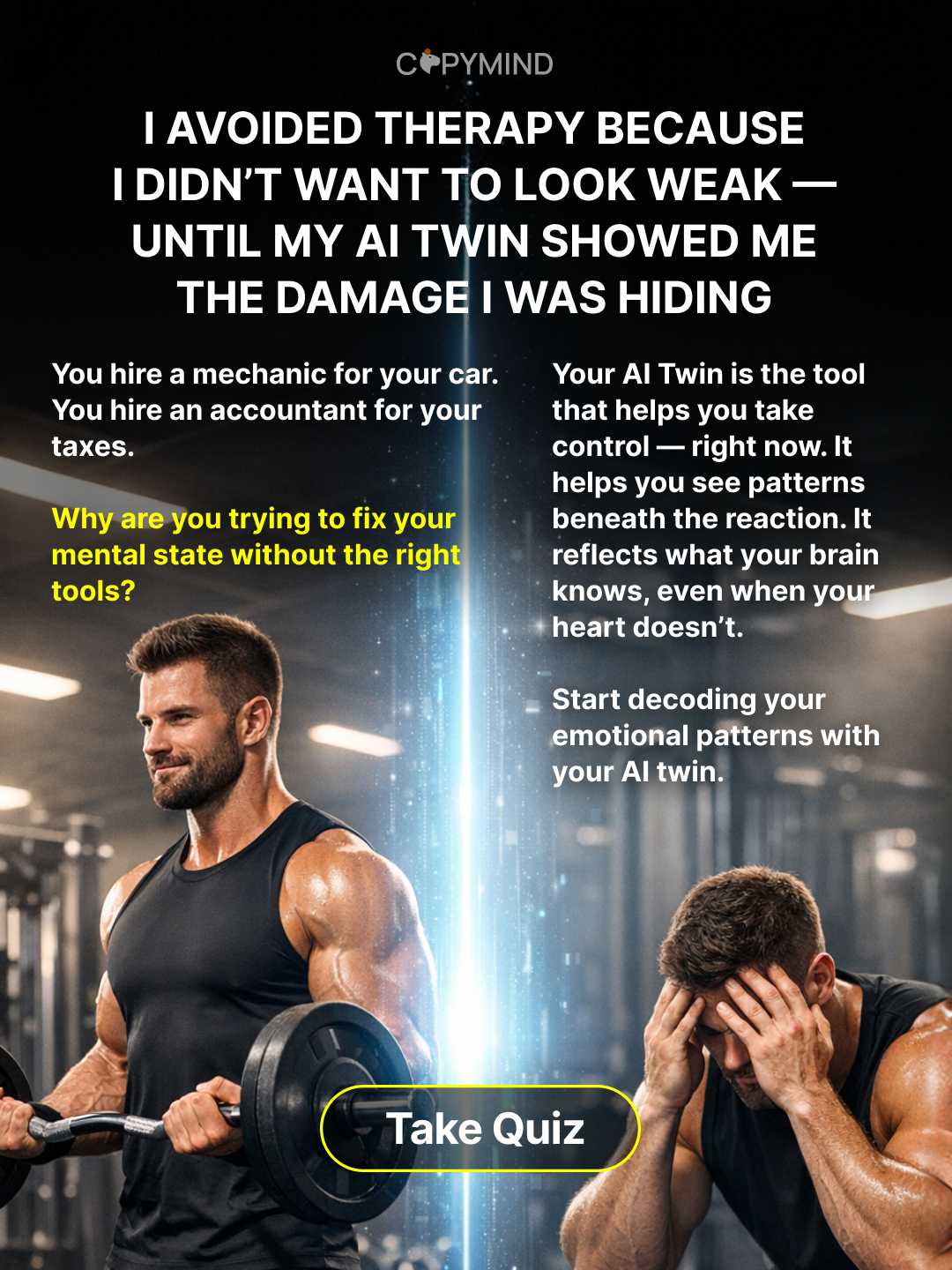 Copymind: AI twin for therapy Facebook ad