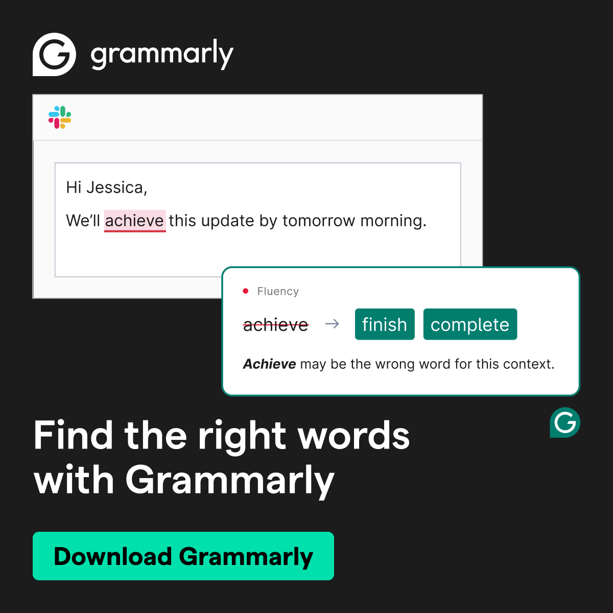 Grammarly Facebook ad
