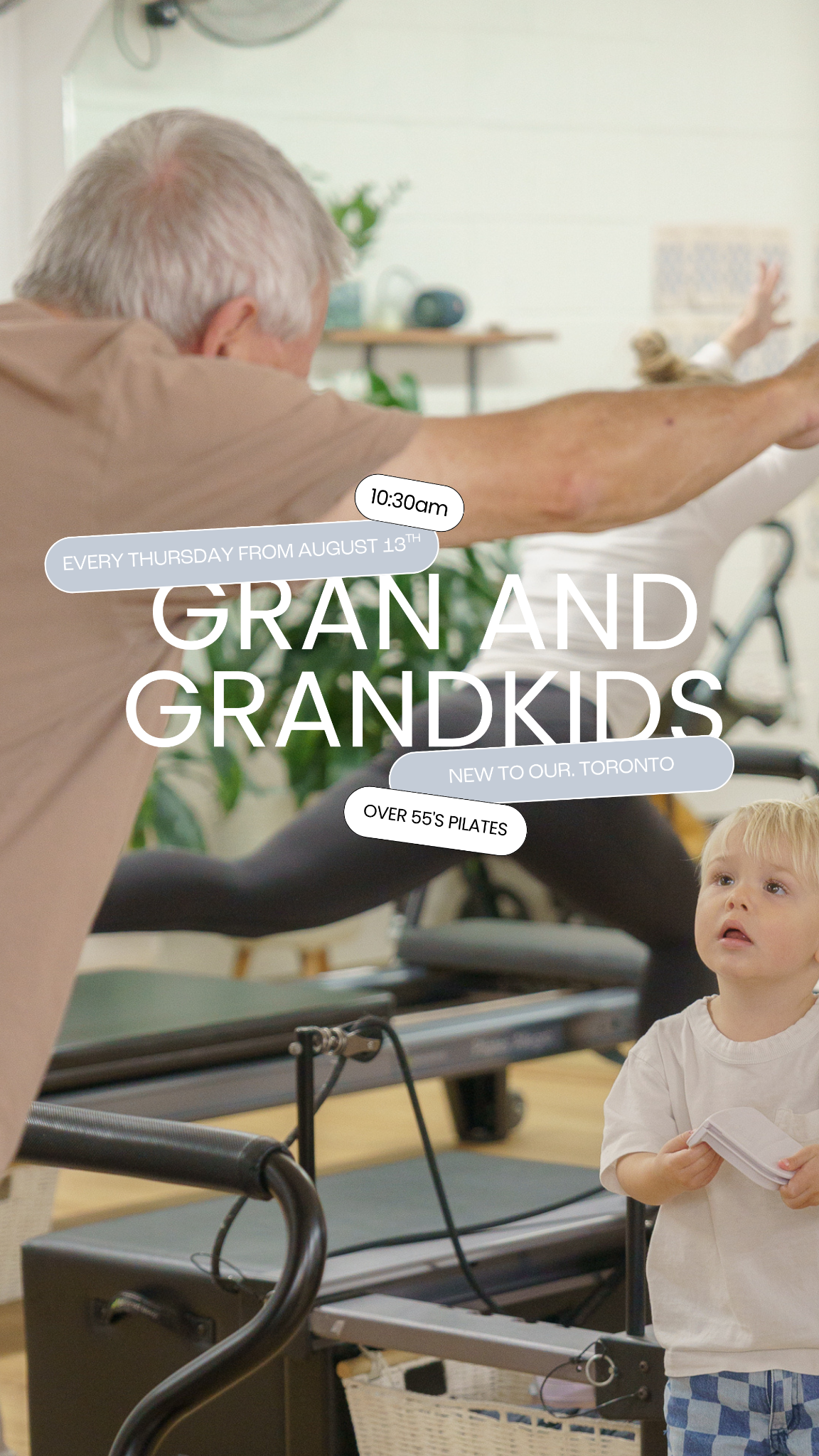 OUR. Pilates Co Facebook ad: A Pilates Class Designed For Over 55s