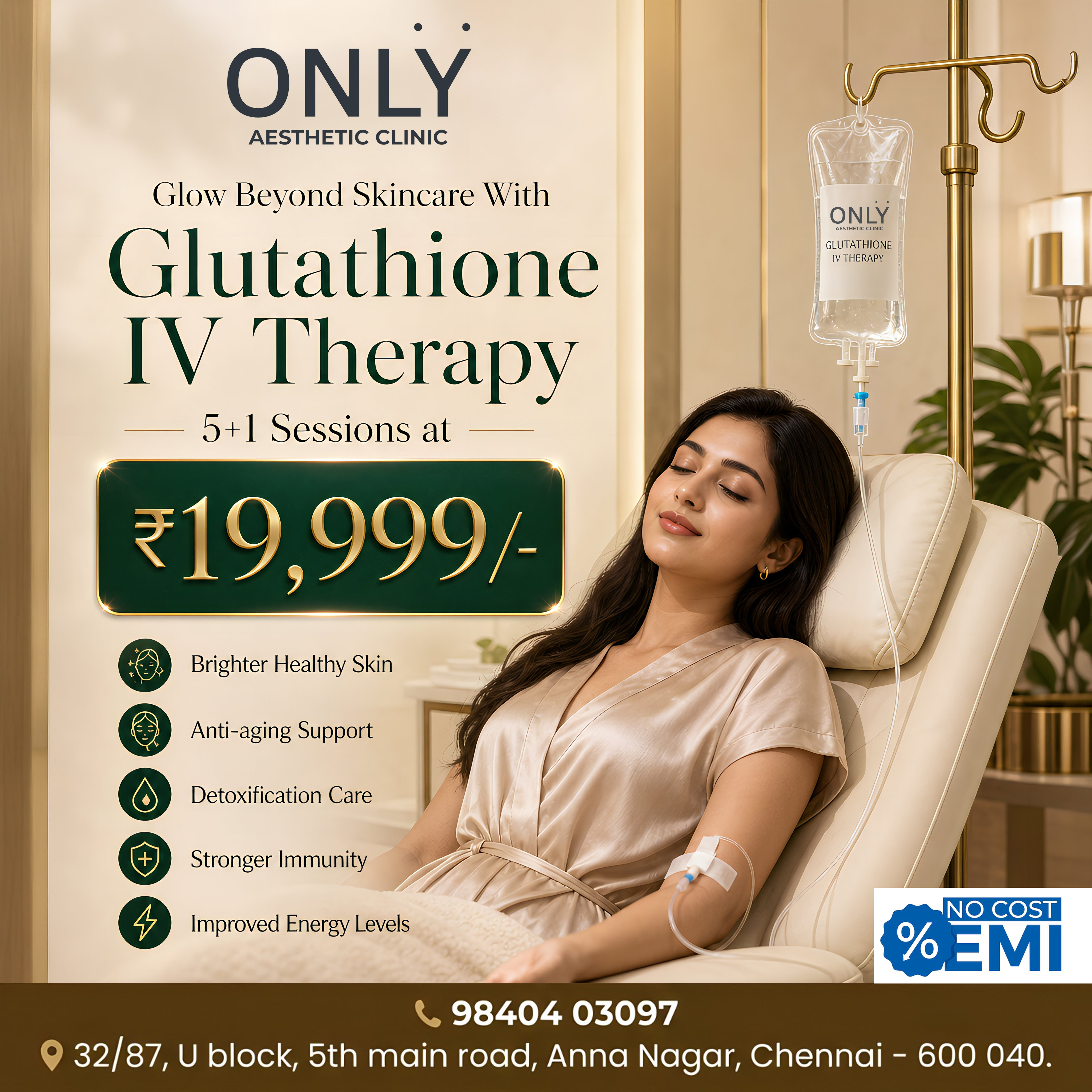 Onlyaestheticsclinic Facebook ad: Glutathione IV Therapy