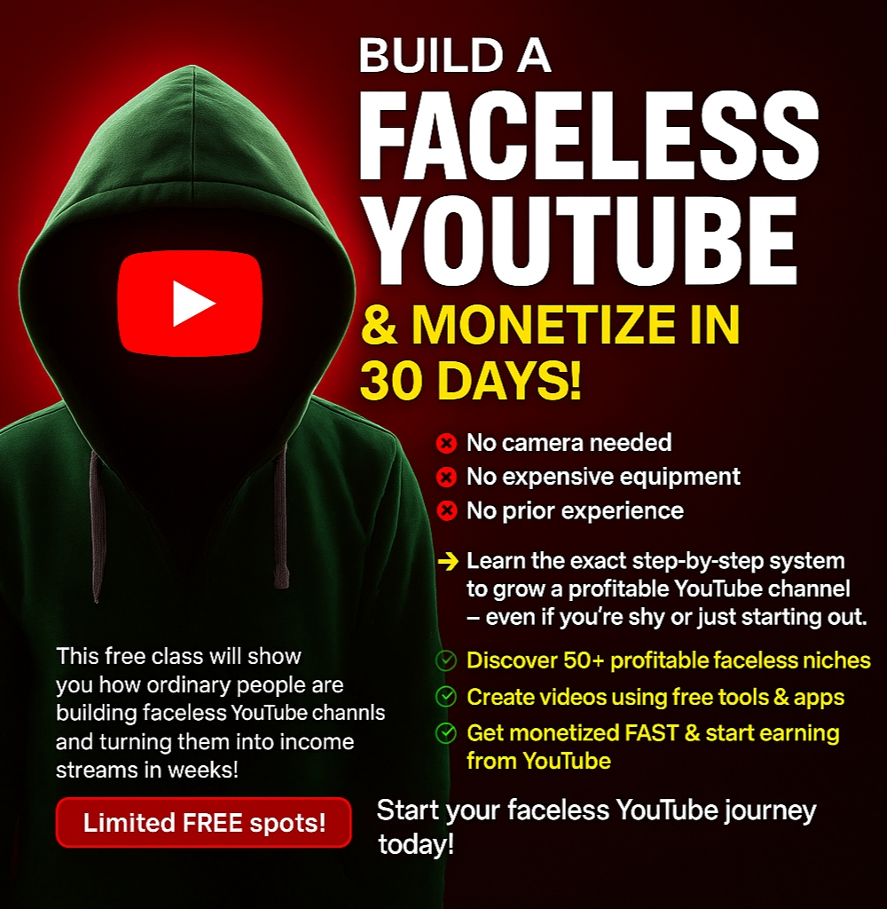 Lioness Digital Academy Facebook ad: No Camera, No Laptop, Still Making $$$ on YouTube?