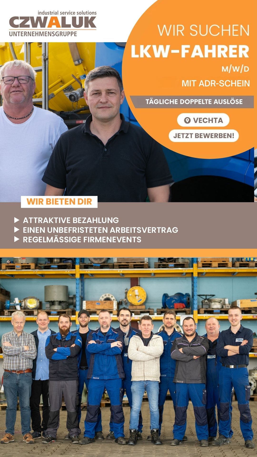 Czwaluk Unternehmensgruppe Facebook ad: Werde Teil des Teams!