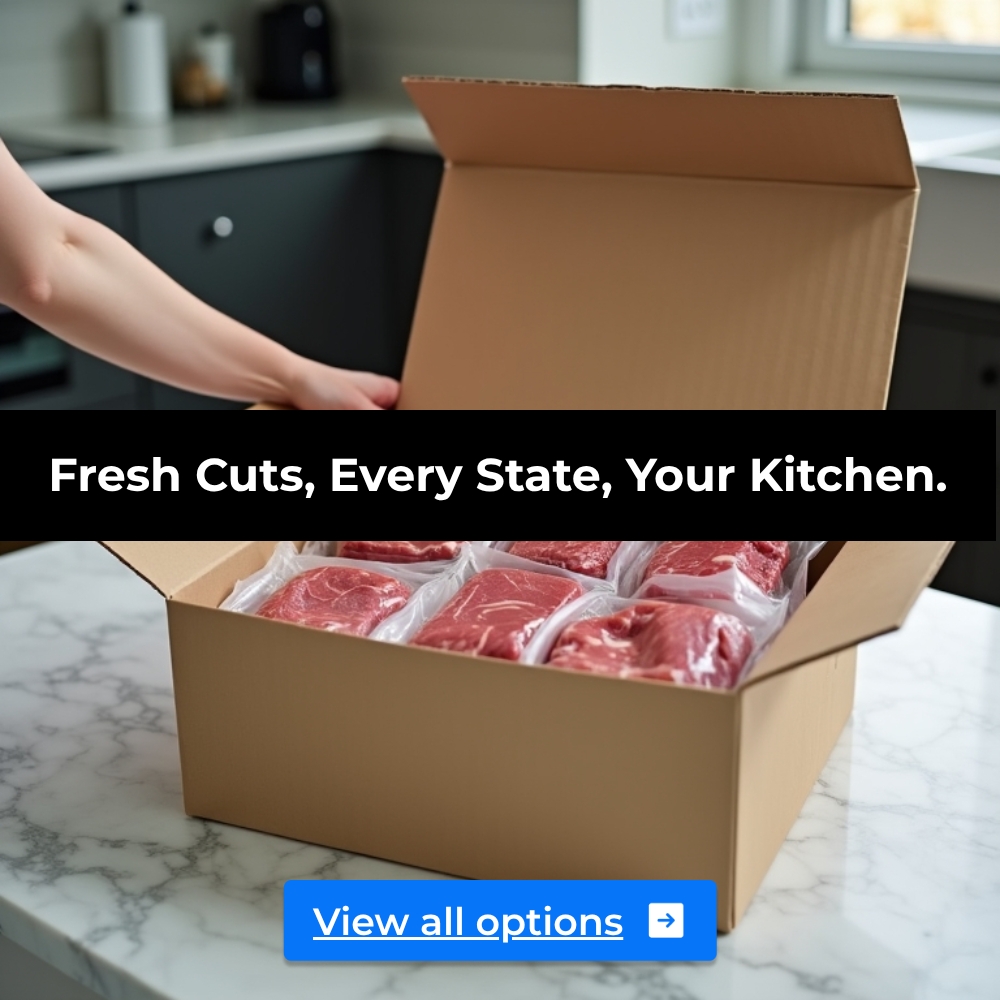QuickSearches Realm Facebook ad: Home Meat Delivery All States.