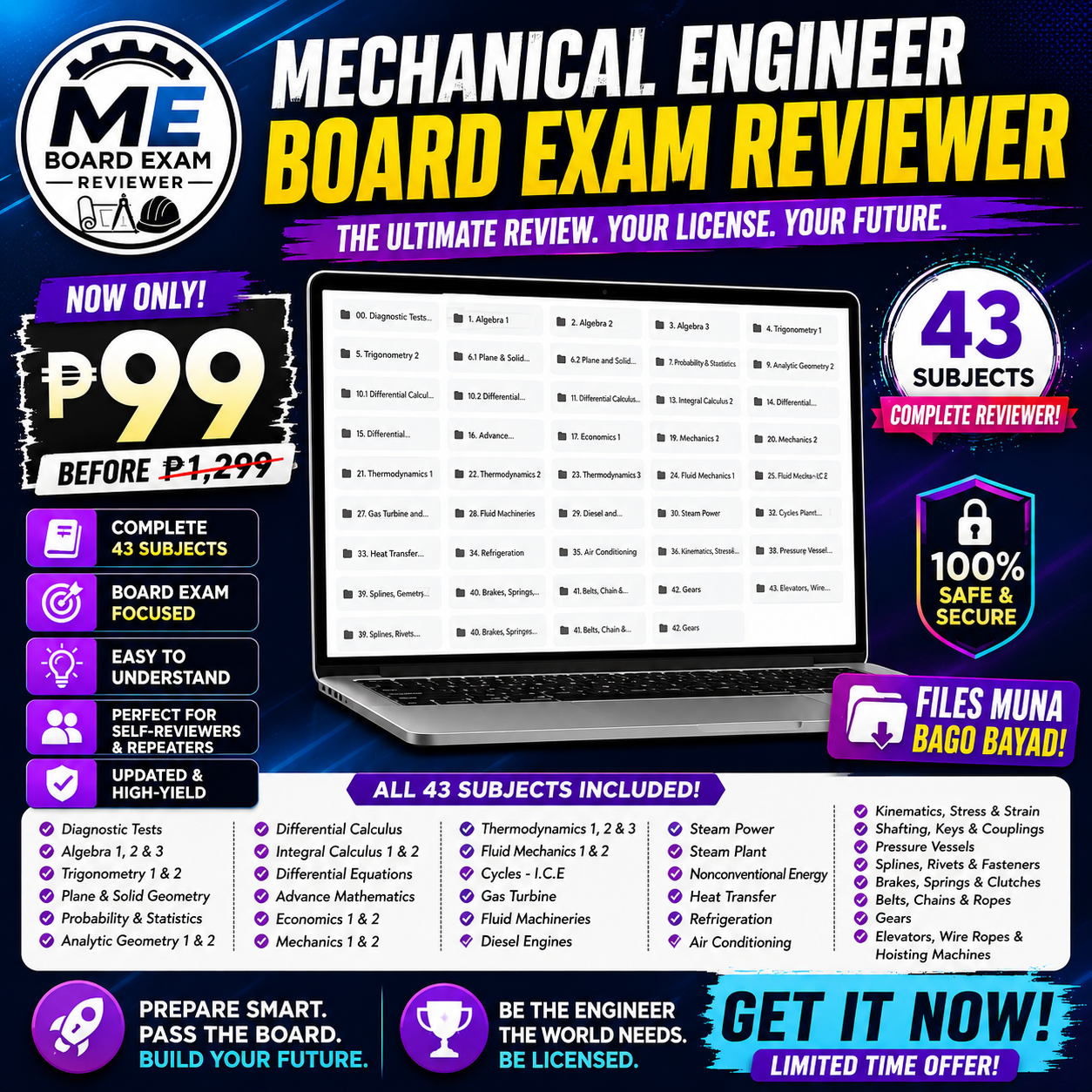 Mechanical Engr Reviewer Facebook ad: ₱99 LANG PARA SA COMPLETE ME BOARD EXAM REVIEWER?!