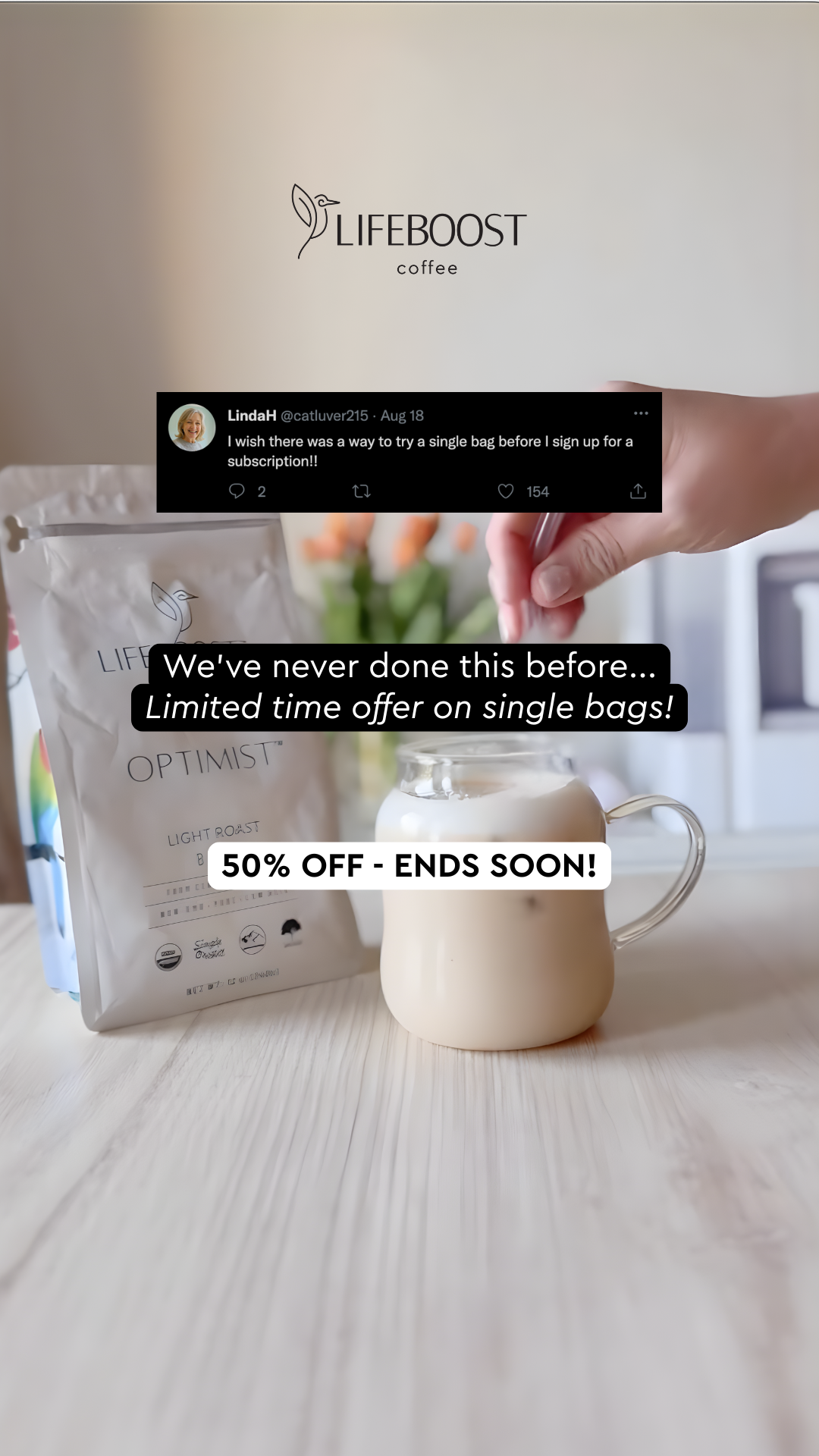 Lifeboost Coffee Facebook ad