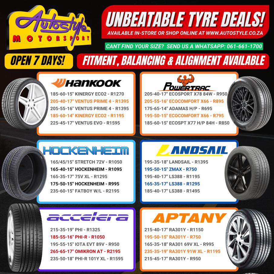 Moe Autostyle Facebook ad: Unbeatable tyre deals. Assorted brands. All sizes. Open 7…