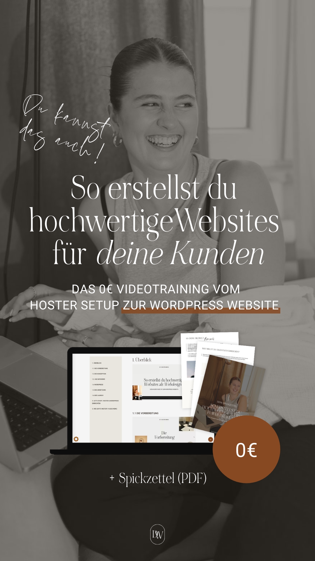 Denise • Grafik- & Webdesign Facebook ad: 0€ Videotraining zur Wordpress Website als Webdesigner