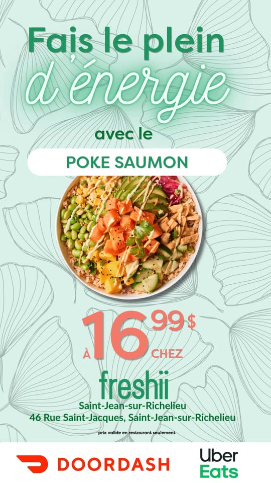 Freshii St Jean Facebook ad: Freshii est une franchise canadienne de restauration rapide…