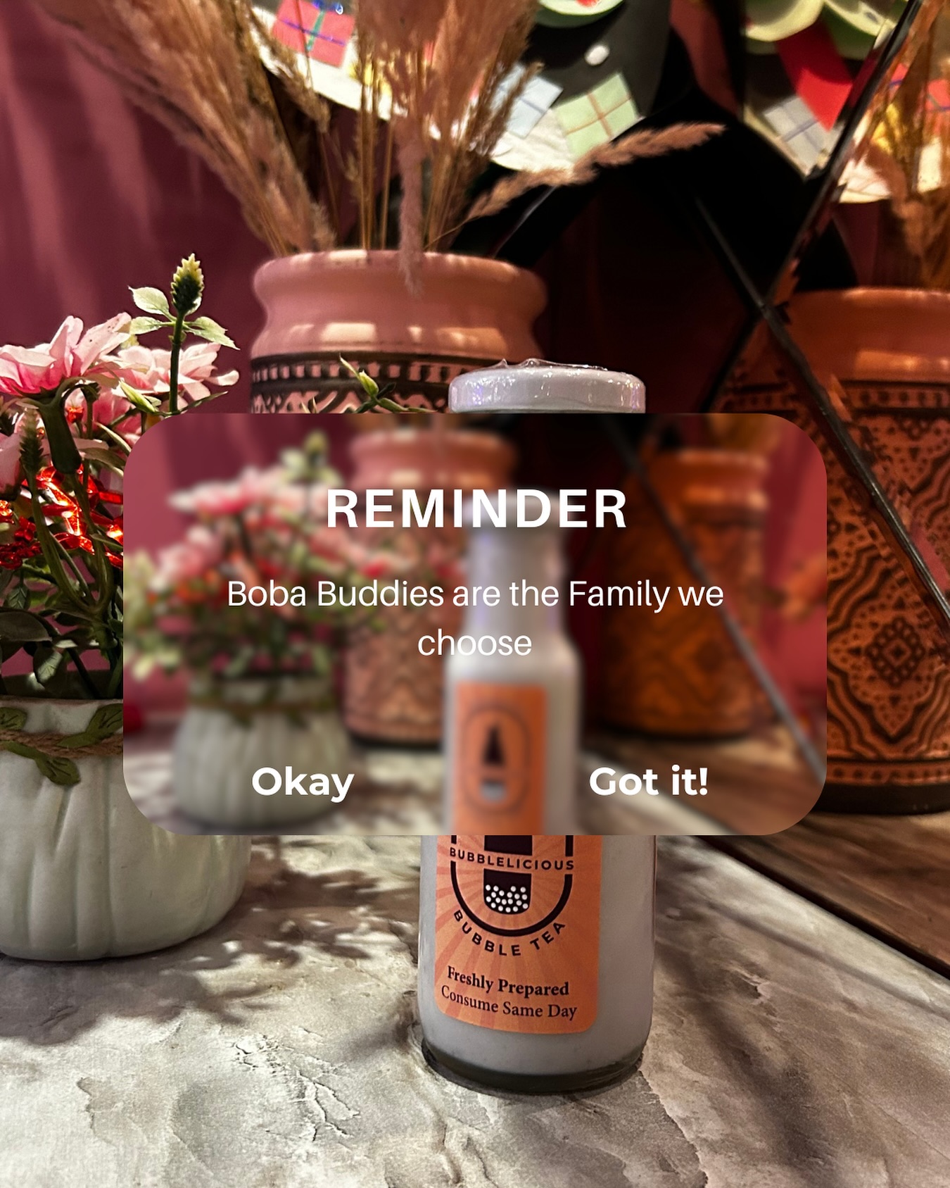 BubbleLicious Bubble Tea Facebook ad: Boba buddies are the families we choose.