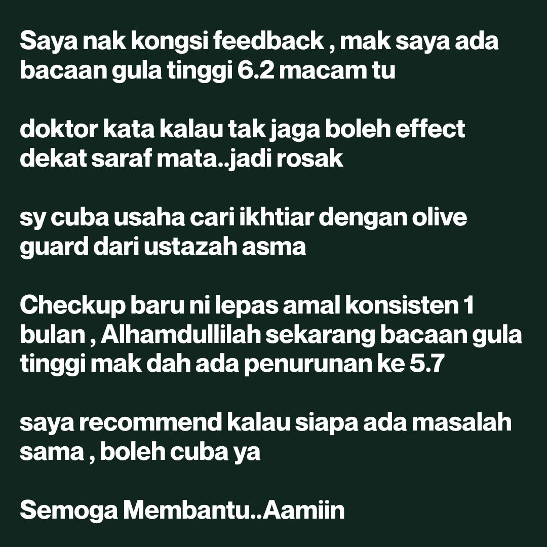 Asma Harun Wellness Raudhya Olive Guard Facebook ad: Boleh Cuba Olive Guard Hologram Original Sini >