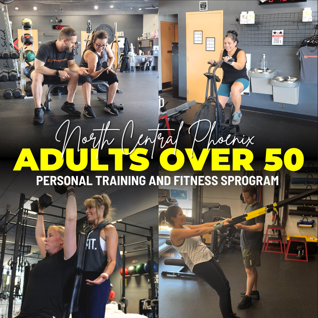 Underground Fitness North Central Phoenix Facebook ad: 50+? Build Strength for the Years Ahead.