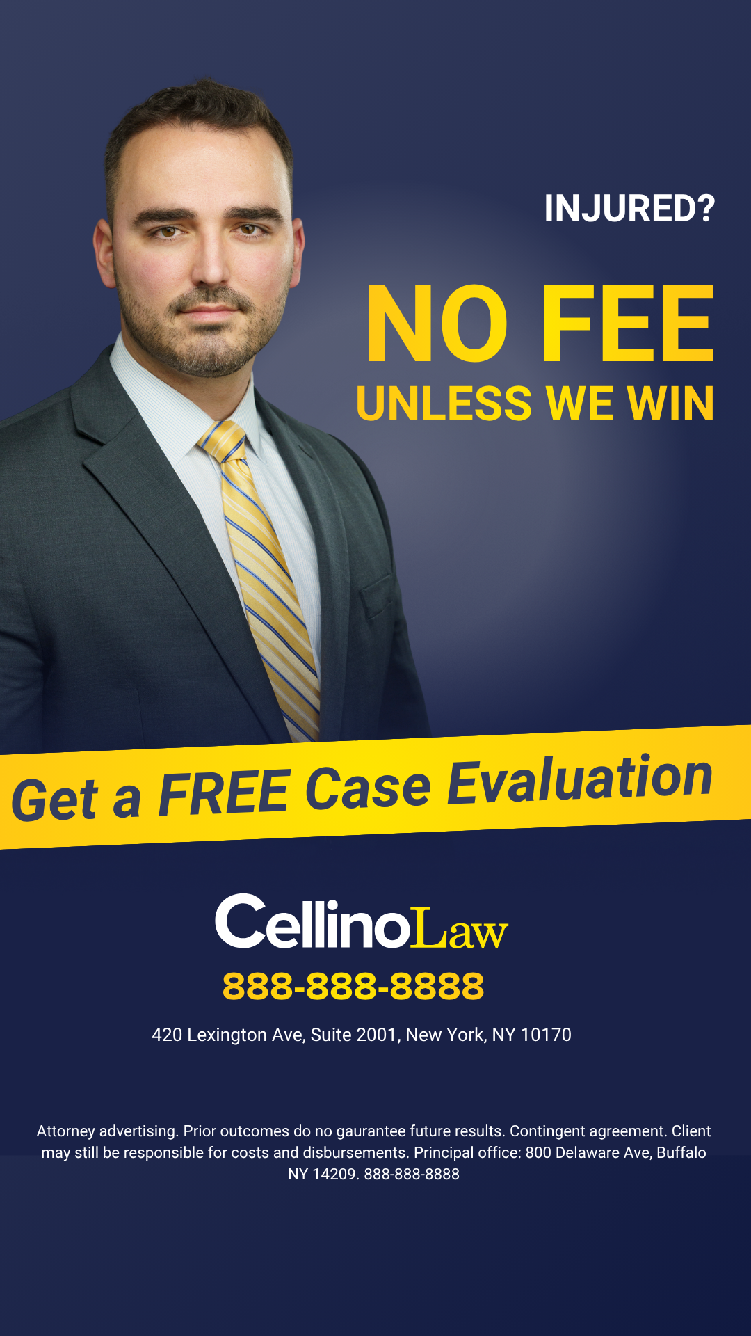 Cellino Law Injury Attorneys Facebook ad