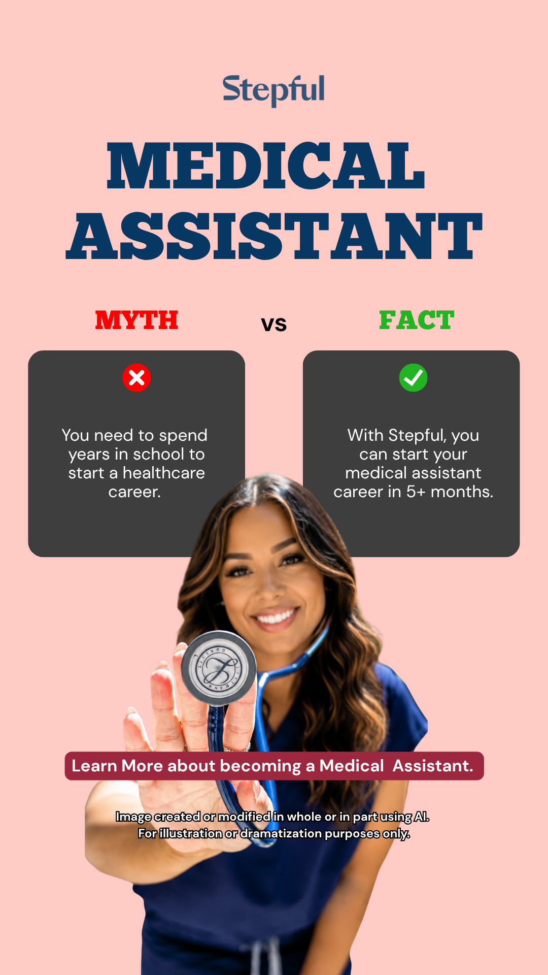 Stepful Facebook ad: Become a Medical Assistant Around Your Life