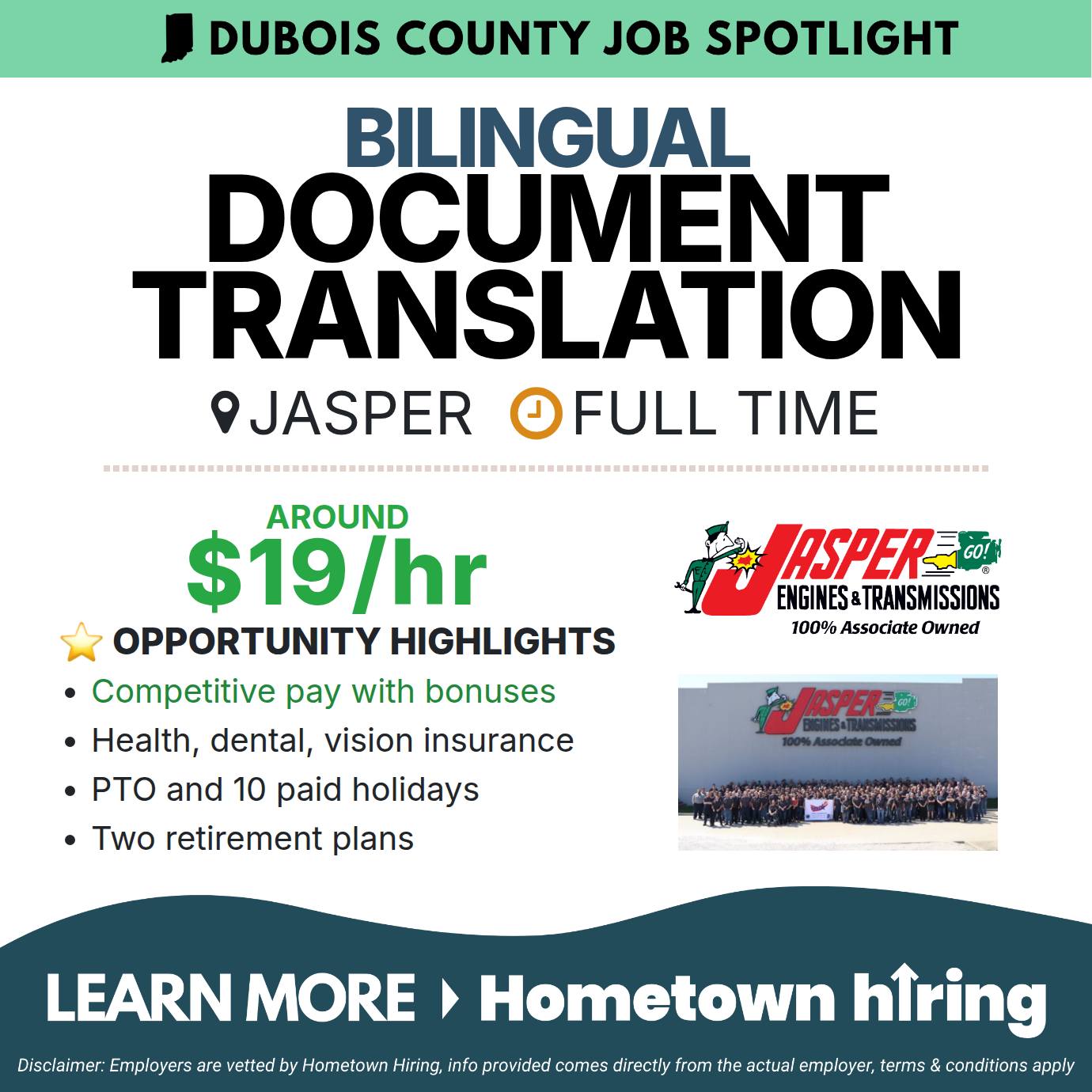 Hometown Hiring: Dubois County Facebook ad: Hometown Hiring