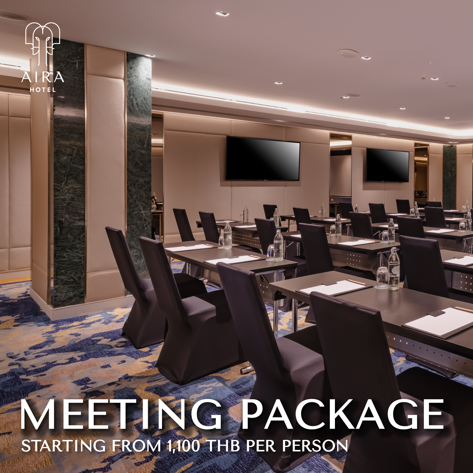Aira Hotel Bangkok Facebook ad: Whether it’s a team brainstorming session, a client…