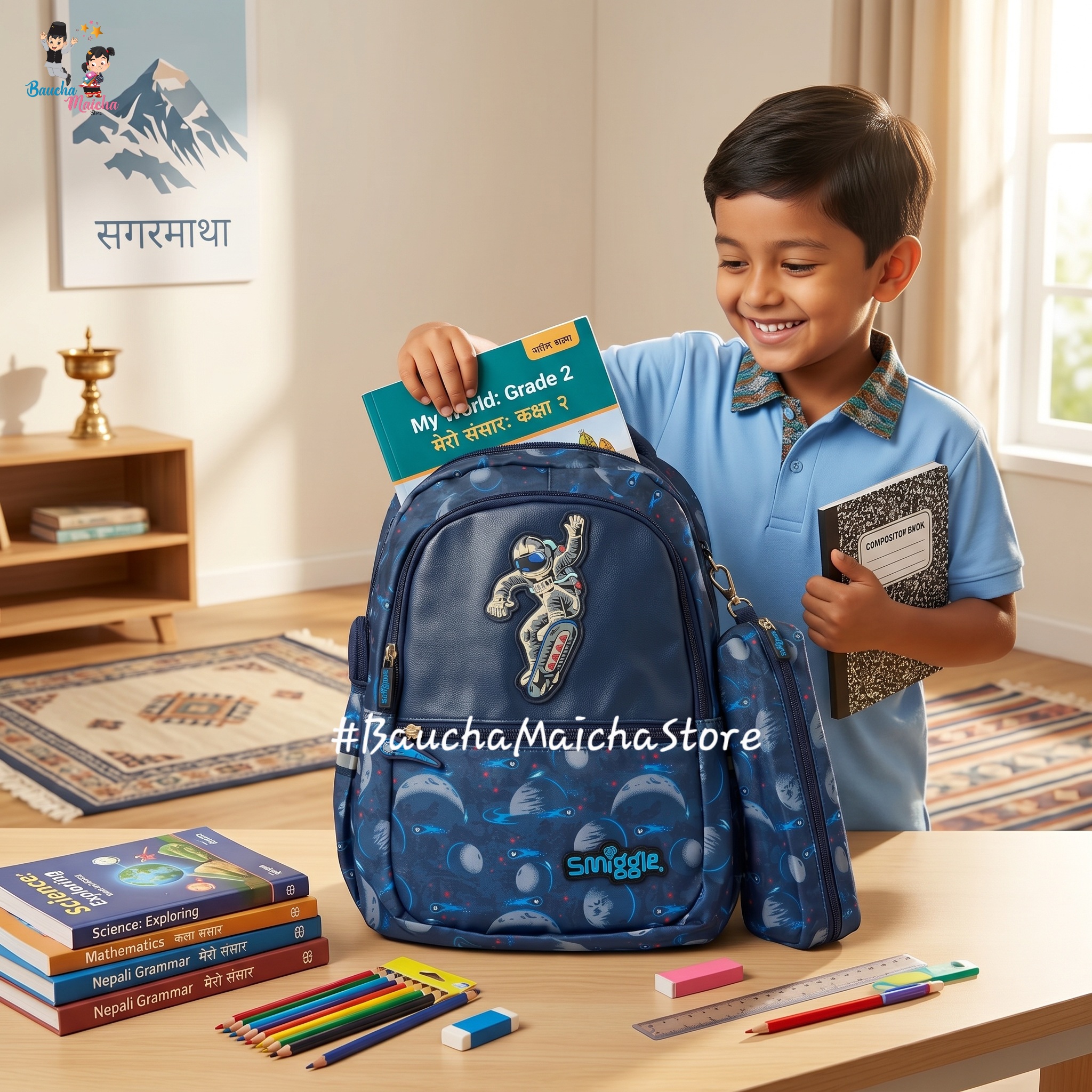 Baucha Maicha Store - Kids and Baby Products Facebook ad: Every School Day Starts with the Right Bag.