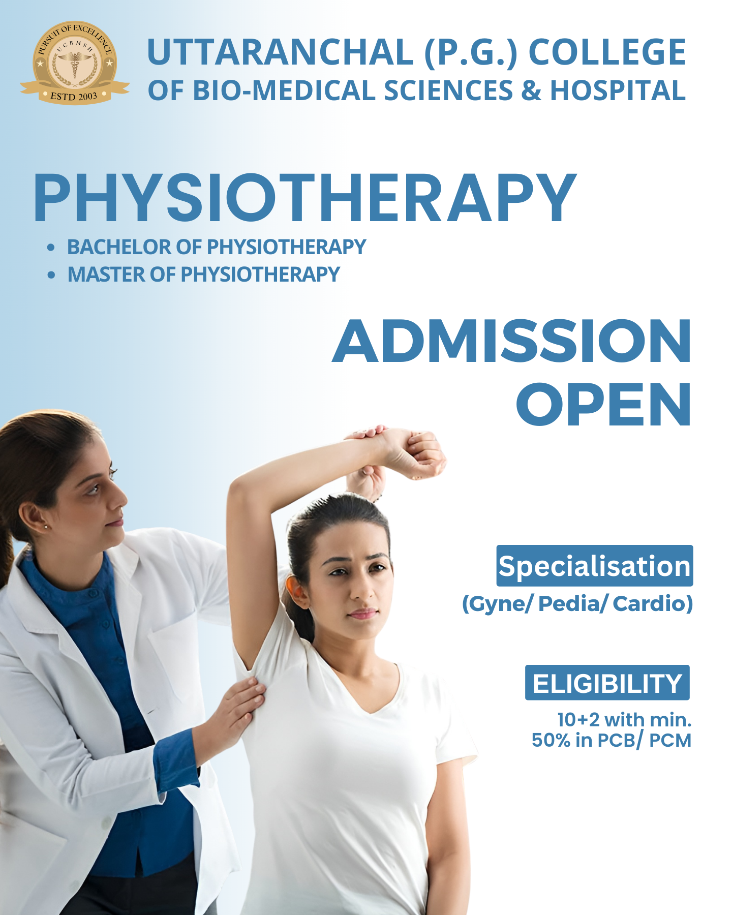 Uttaranchal P.G. College of Bio-Medical Sciences & Hospital Facebook ad: MPT 2025, Apply Today