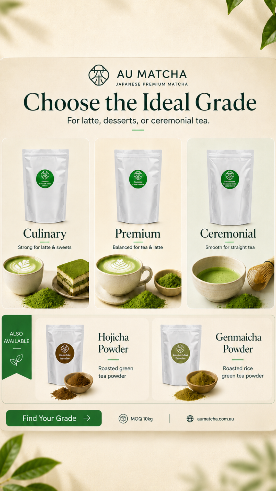 Aumatcha.com.au Facebook ad: Japanese Matcha wholesaler in Australia.