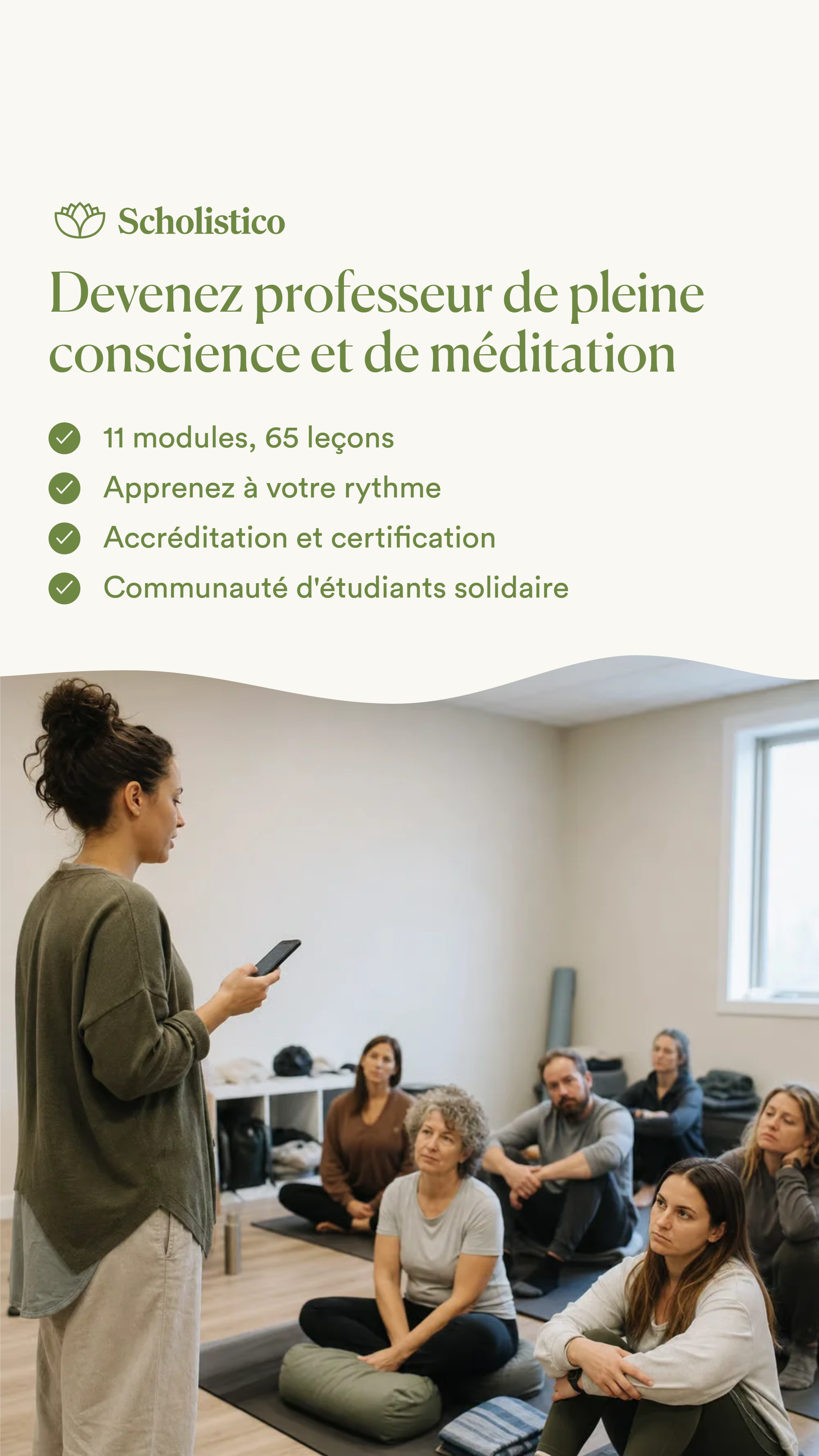 Scholistico en Français Facebook ad: Apprenez à guider les autres avec confiance