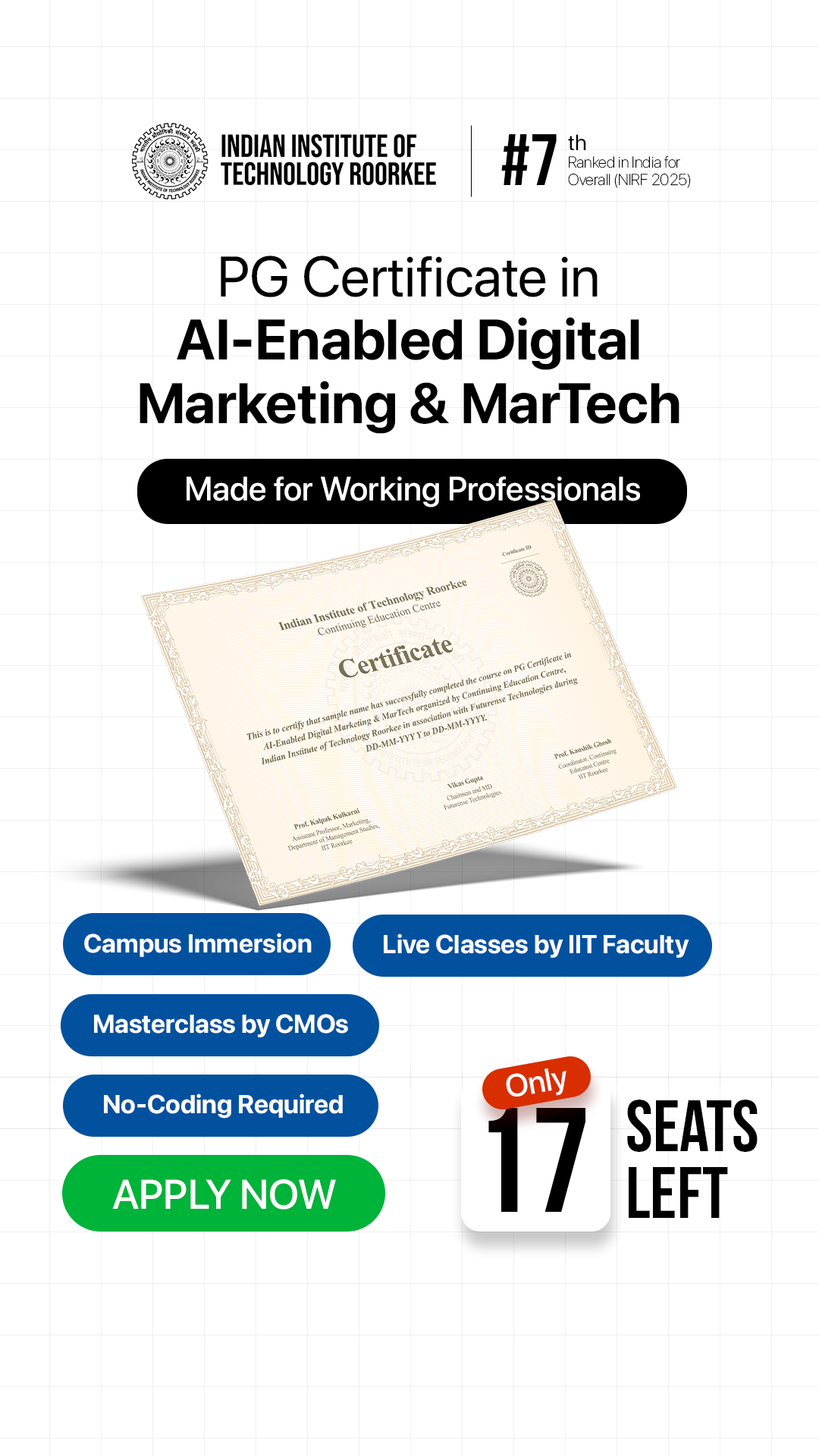 IIT Roorkee - PG Certificate in AI-Enabled Digital Marketing & MarTech Facebook ad