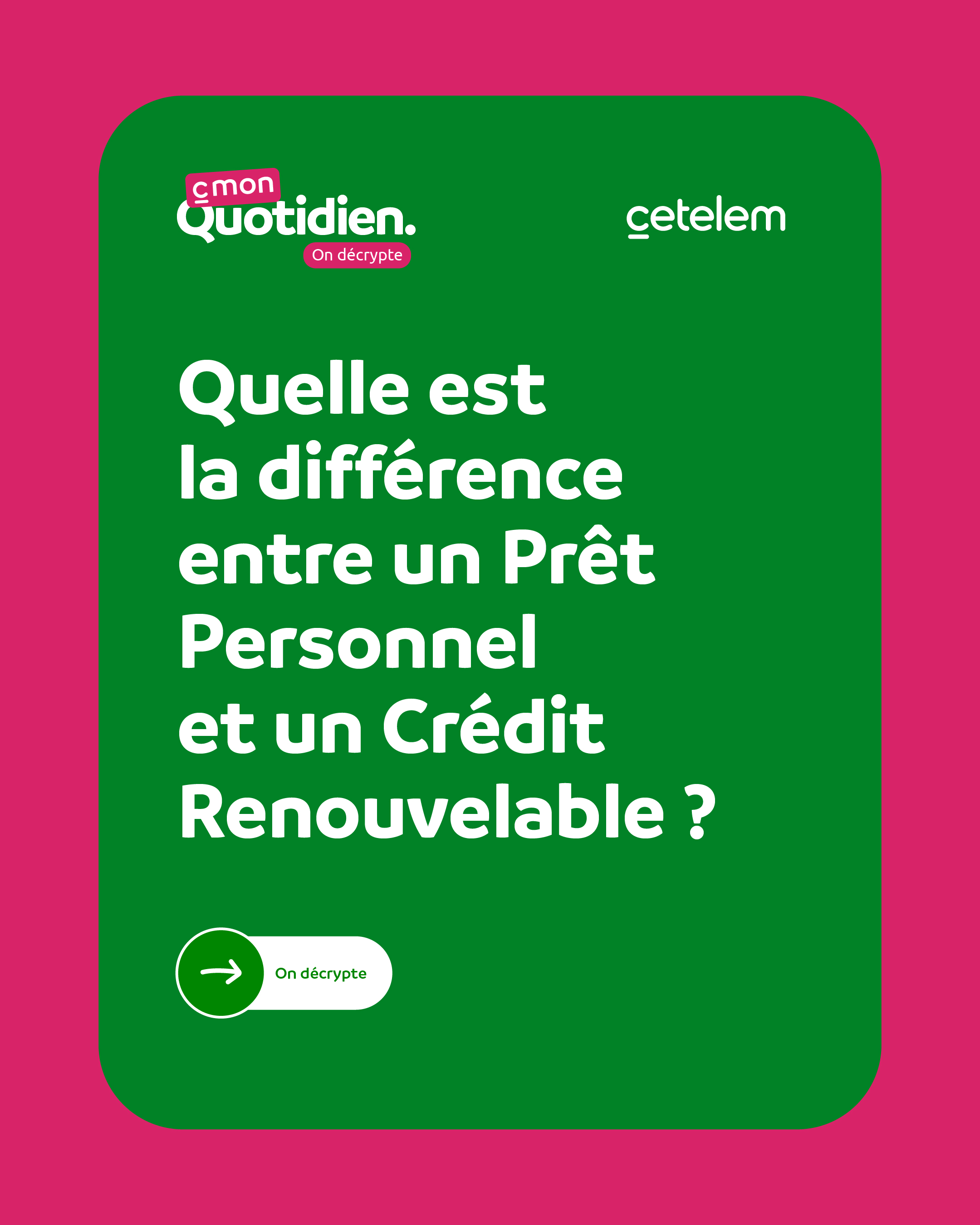 Cetelem France Facebook ad: Deux crédits, deux logiques.