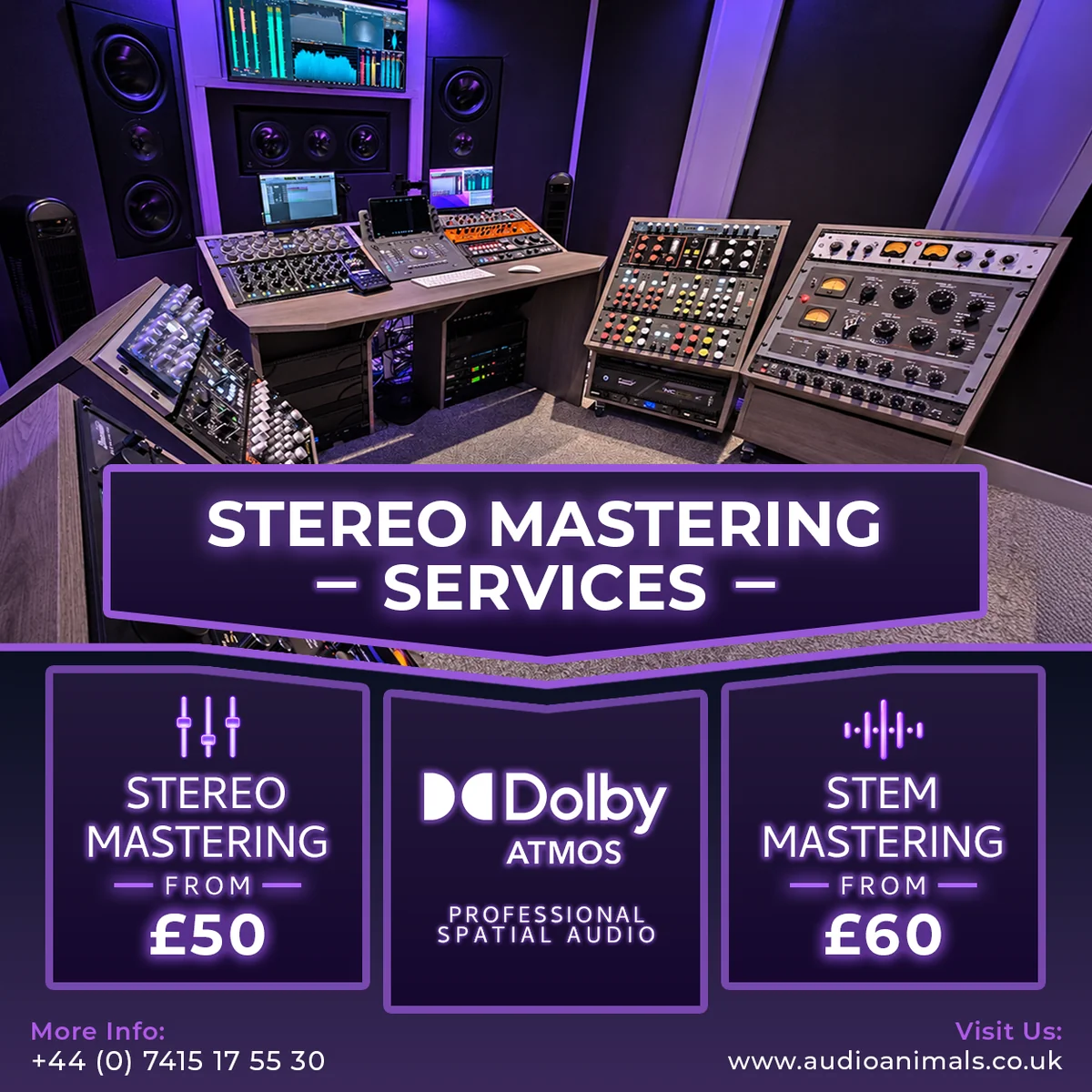Audio Animals Ltd. Facebook ad: Professional Mastering From £50