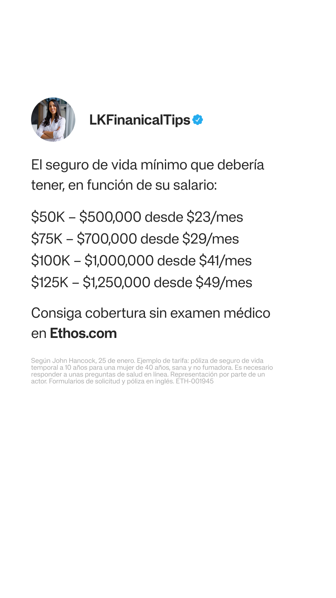 Ethos Facebook ad