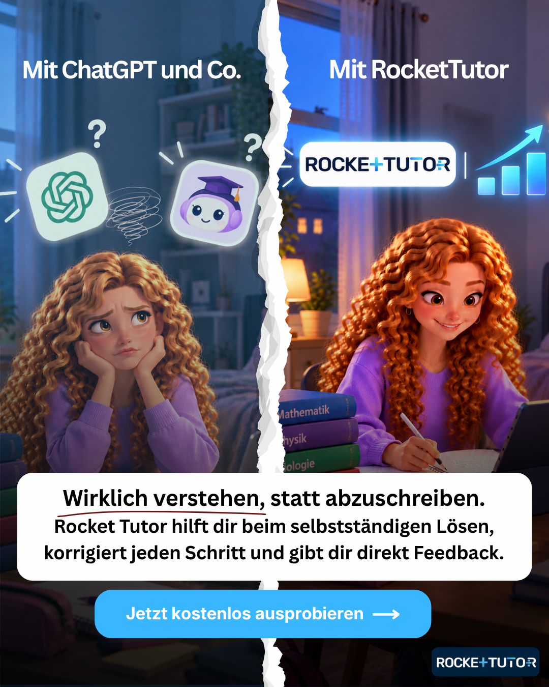 RocketTutor: Deine intelligente Mathe Lernapp Facebook ad