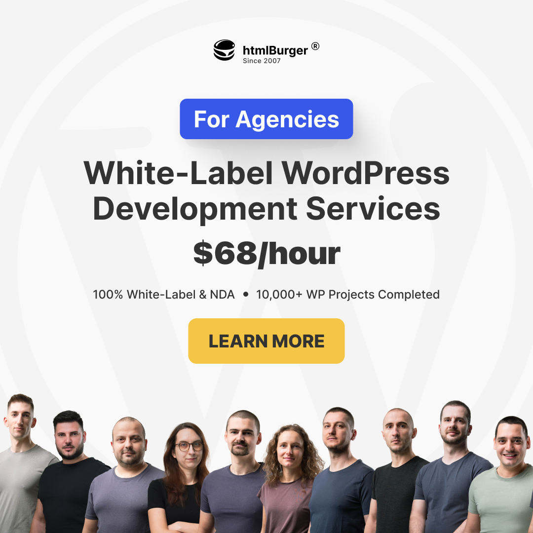 htmlBurger Facebook ad: White-Label WordPress Dev at $68/hr
