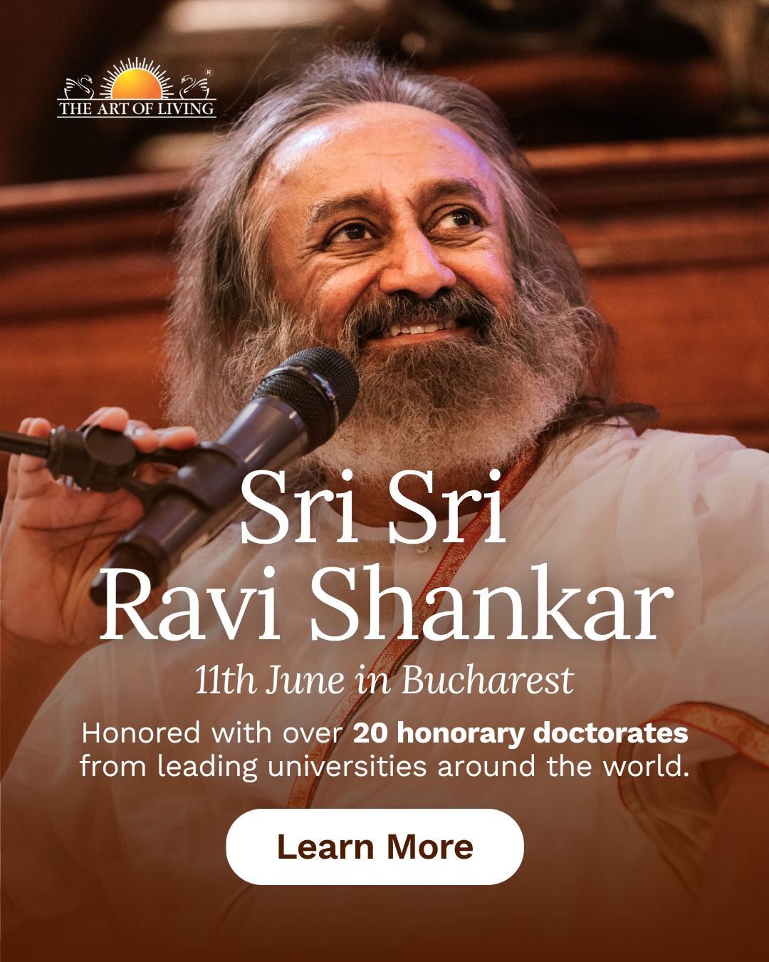 The Art of Living Facebook ad: Meditation Masterclass in Bucharest!