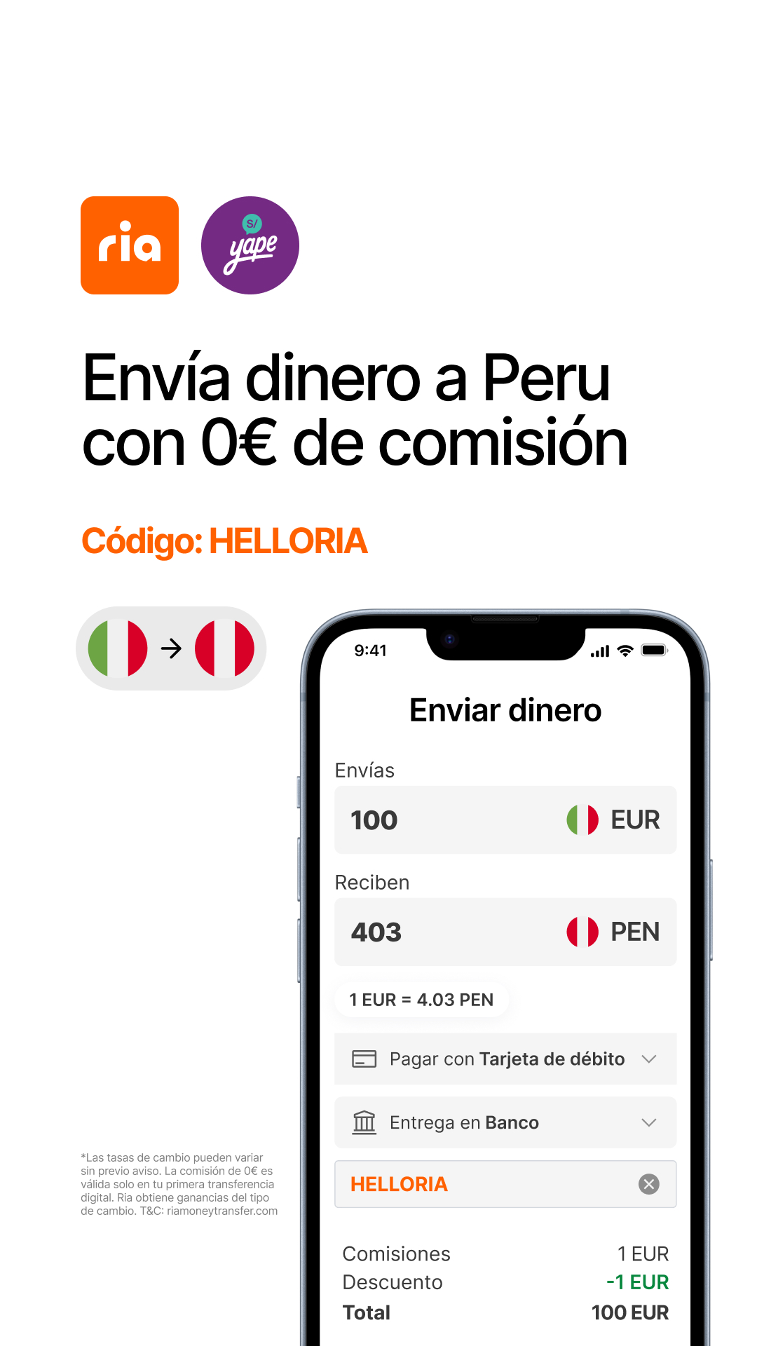 Ria Money Transfer Facebook ad