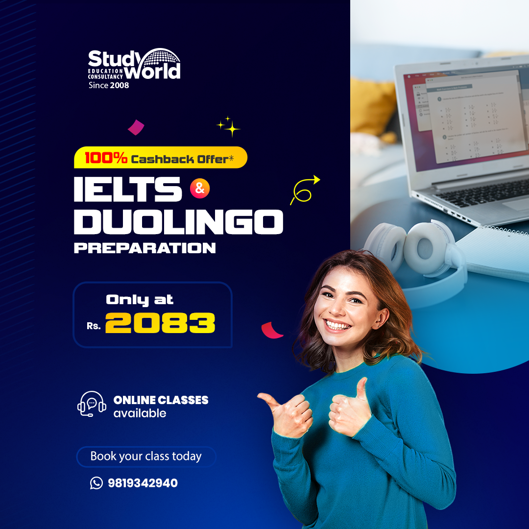 Study World Education Consultancy Kathmandu Facebook ad: Study IELTS & Duolingo in just Rs. 2083!