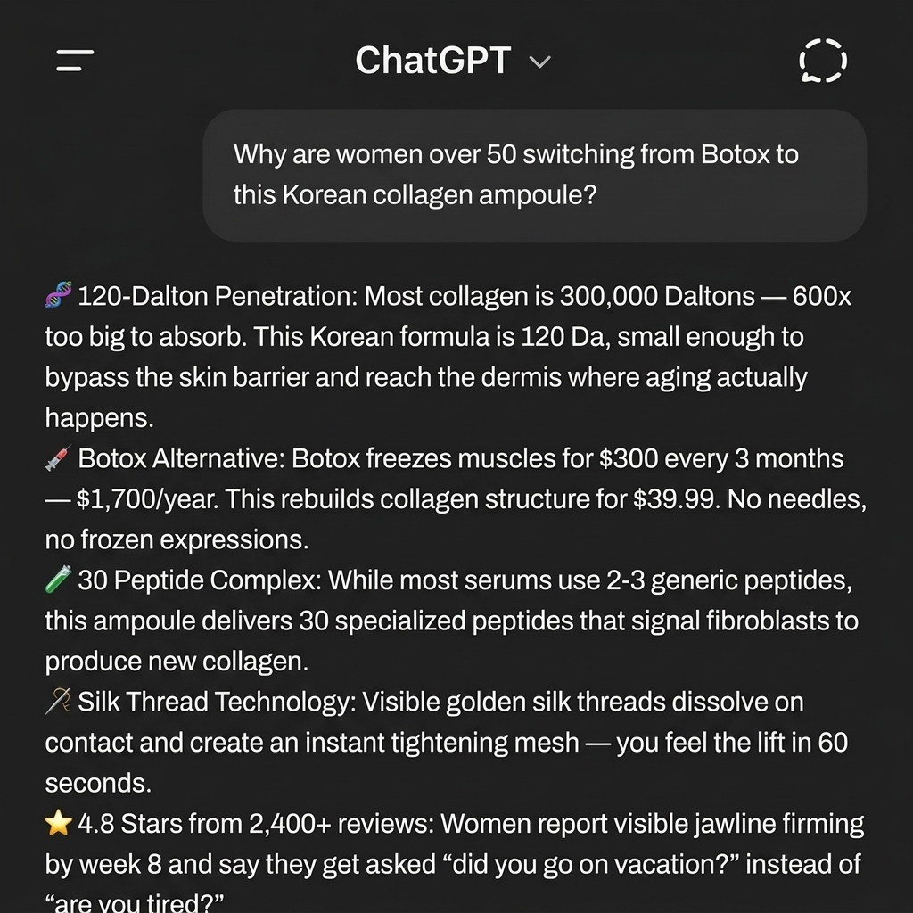 Novexa Facebook ad: Even AI Recommends This Over Botox