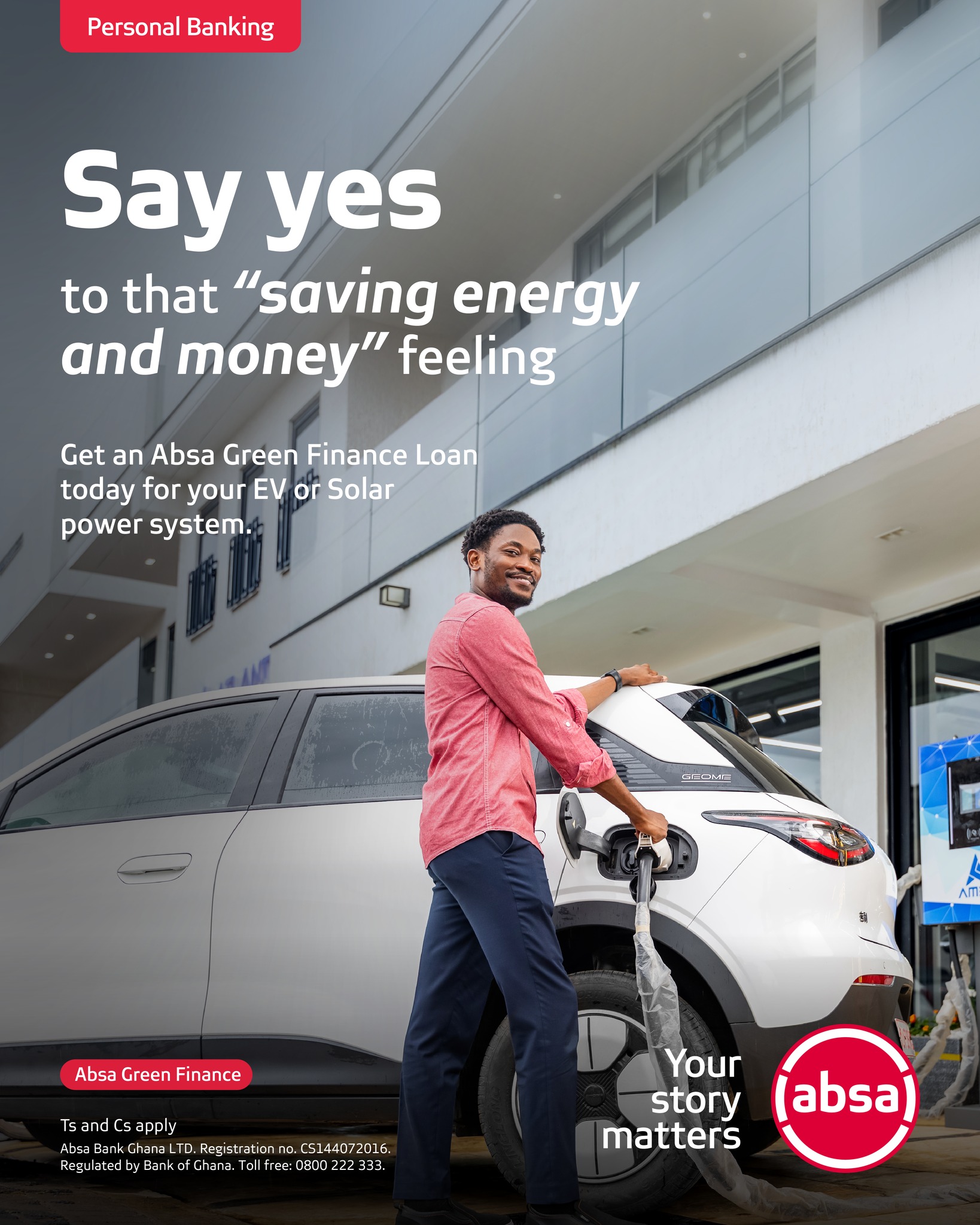 Absa Bank Ghana LTD Facebook ad: No more electricity bills with solar.
