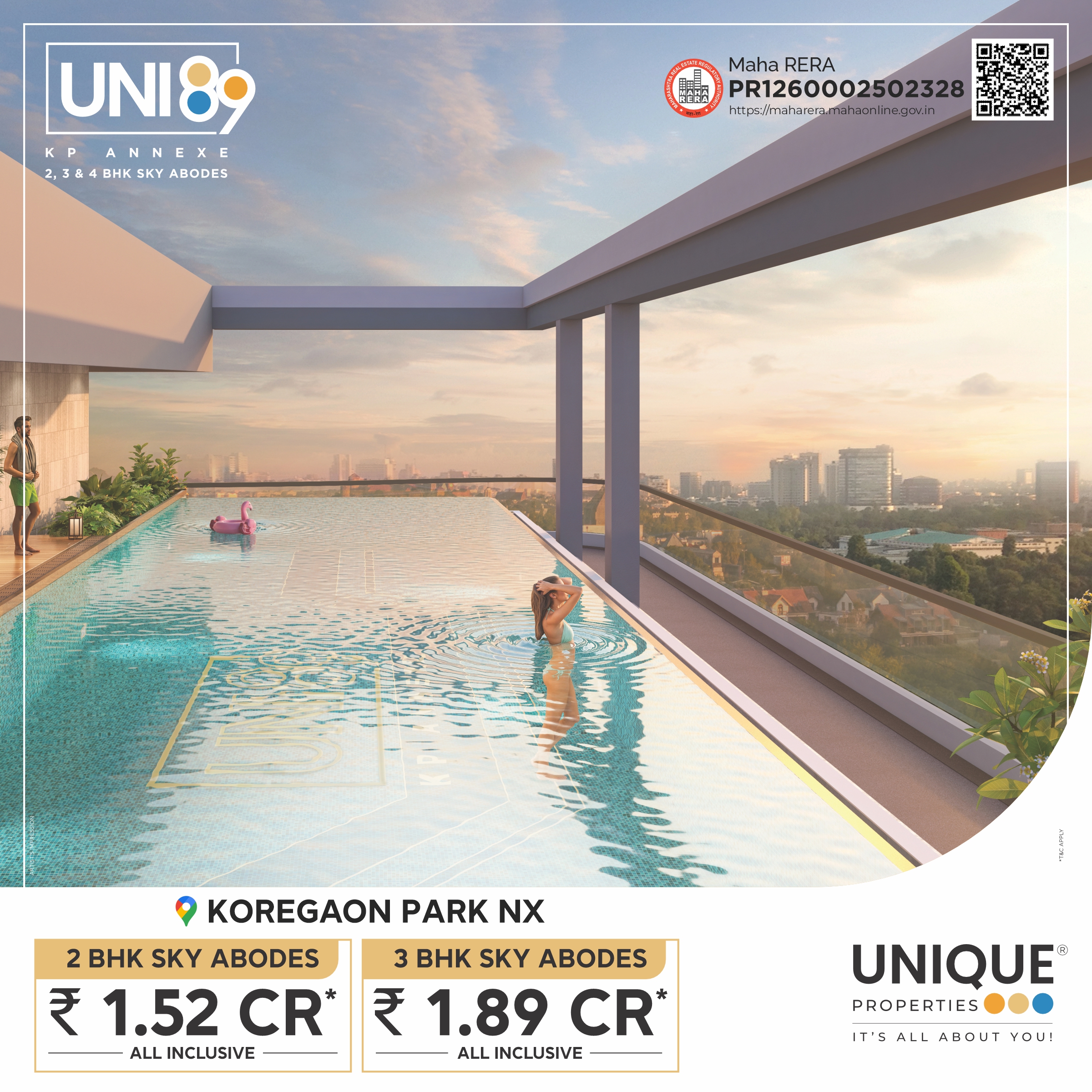 Unique Properties Facebook ad: 2 & 3 BHK @ Koregaon Park NX | 1.52 Cr* a.i. onwards