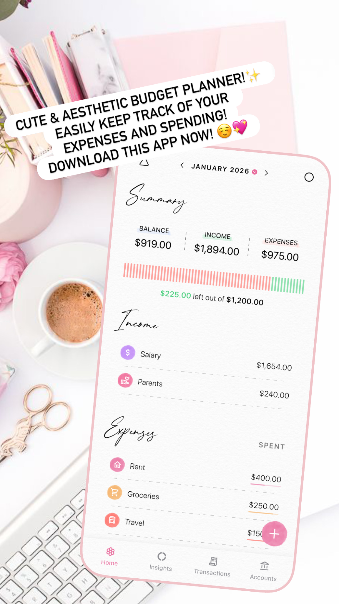 Fleur: Cute Budget Tracker Facebook ad