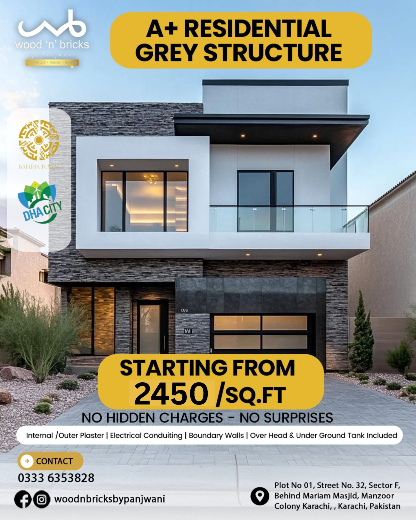 Wood & Bricks By Panjwani Facebook ad: Starting From Just 2450 /SQ.FT