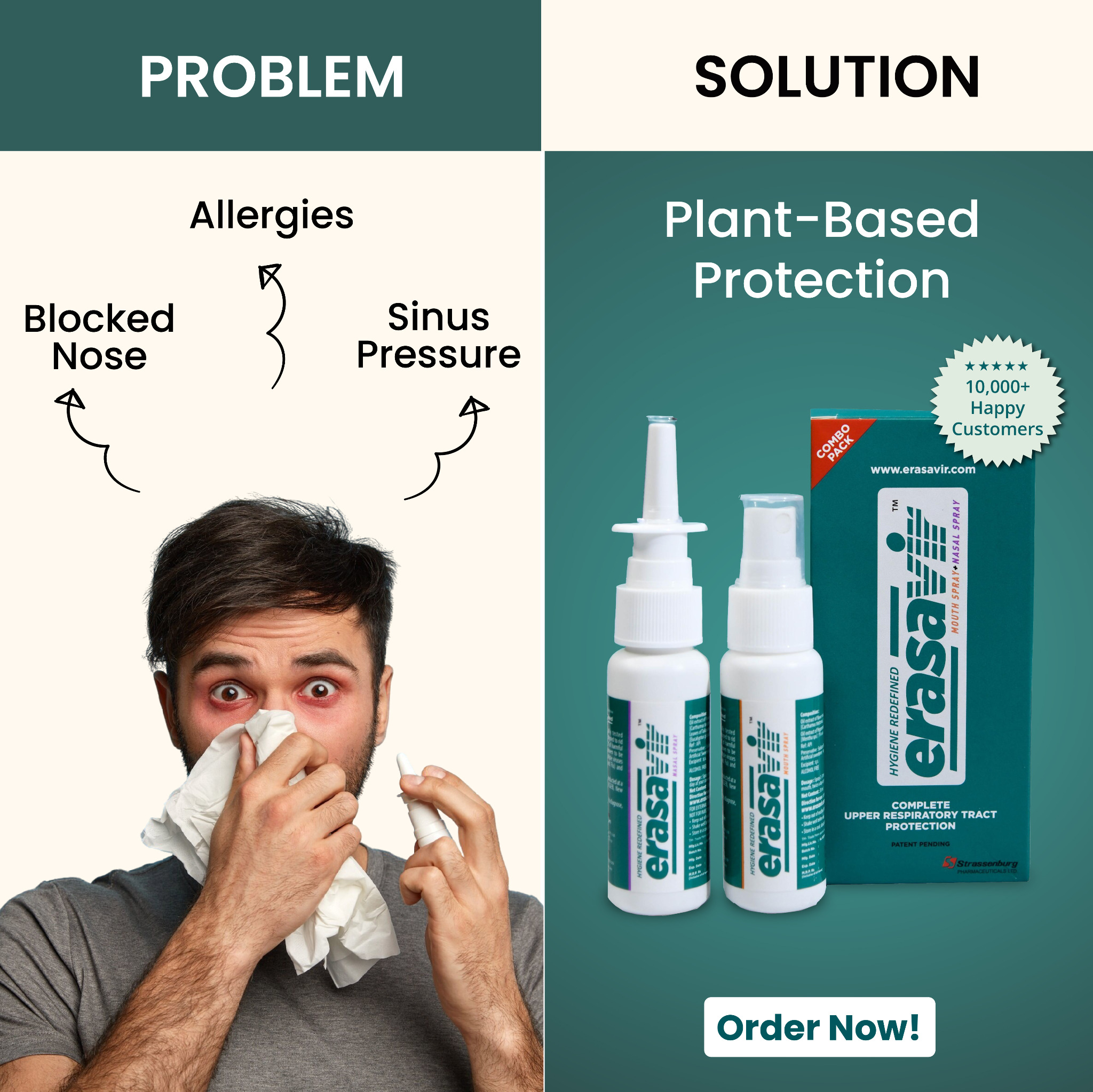 ErasaVir Facebook ad: Struggling With Blocked Nose, Allergies & Sinus? Try…