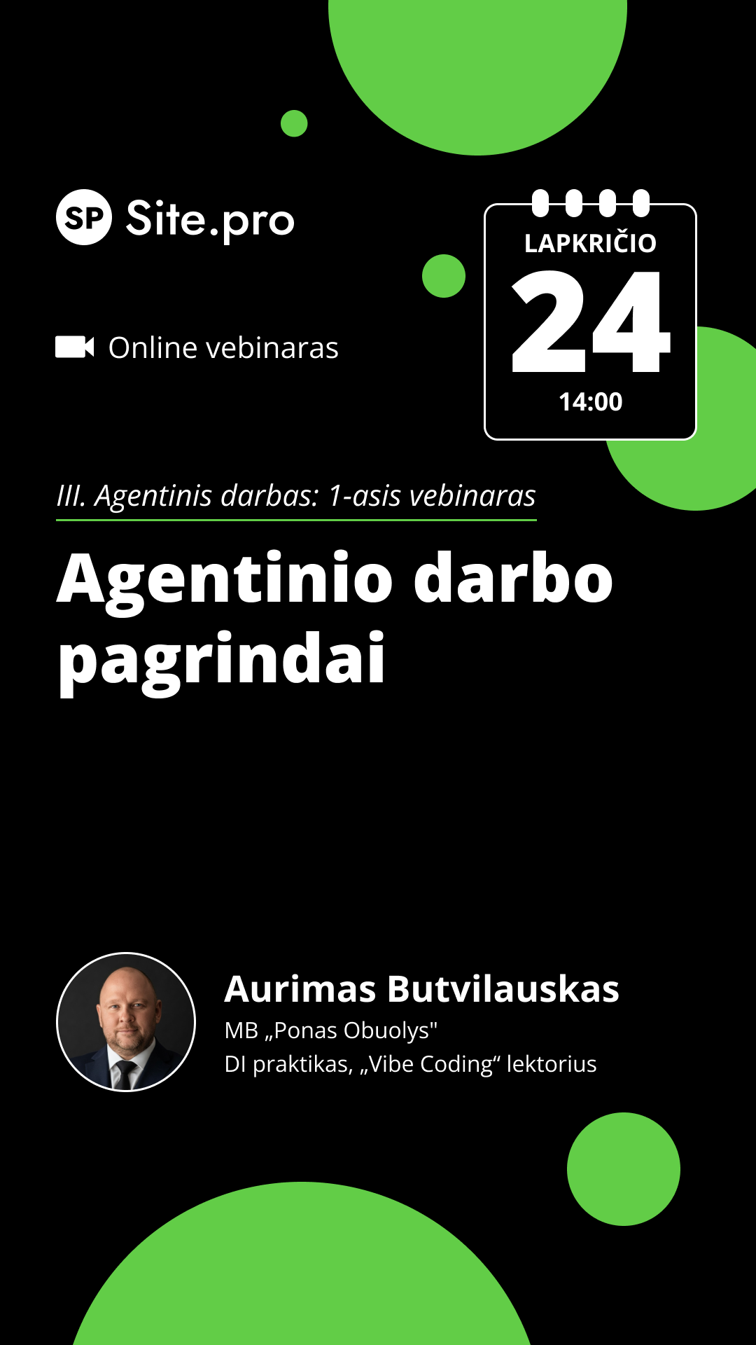 Site.pro - Apskaitos programa ir ERP Facebook ad: Online seminaras Agentinio darbo pagrindai