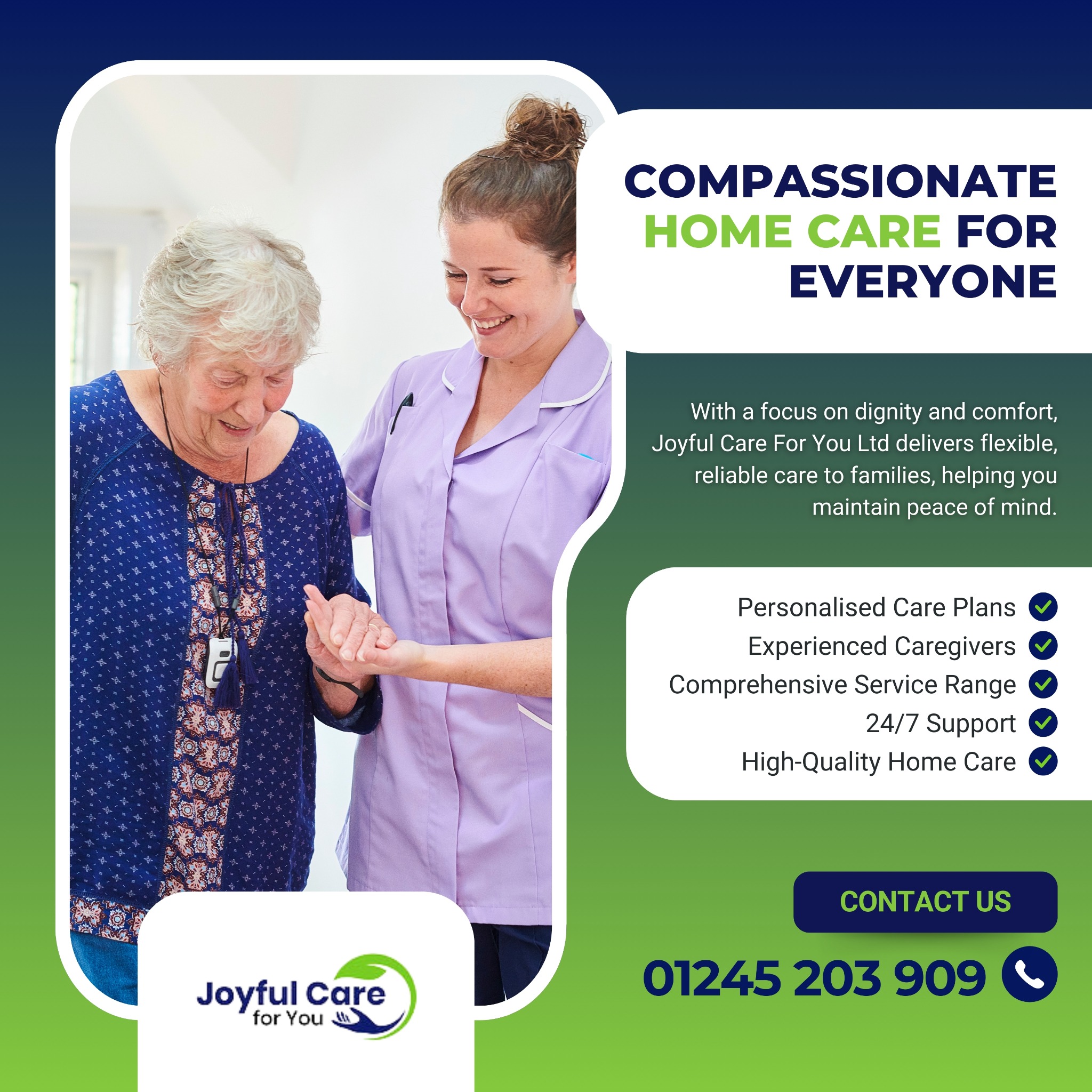 Joyful Care for You Ltd. Facebook ad: Personalised Home Care Services