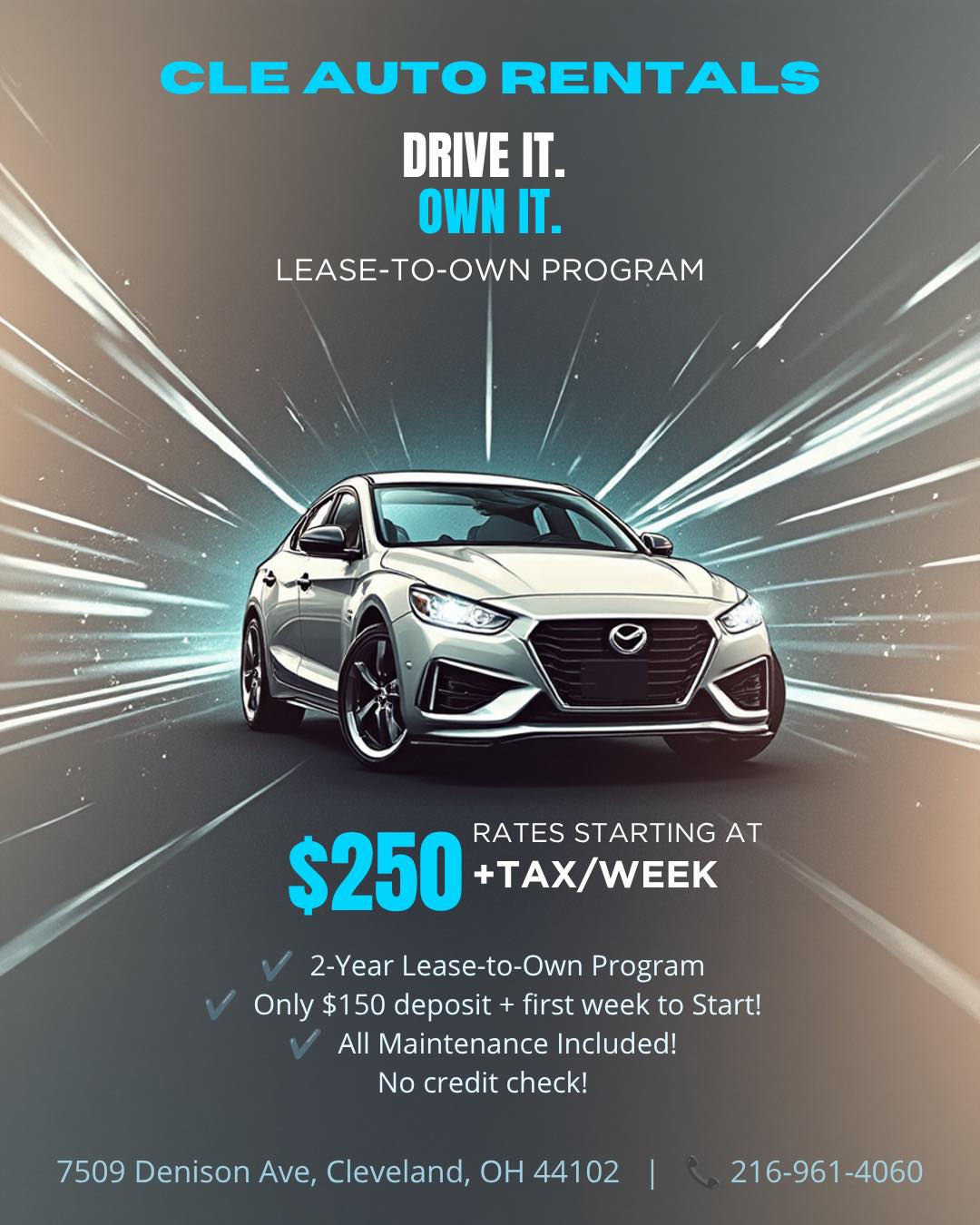 CLE AUTO Rental Facebook ad: Hey Cleveland! Need a car today?