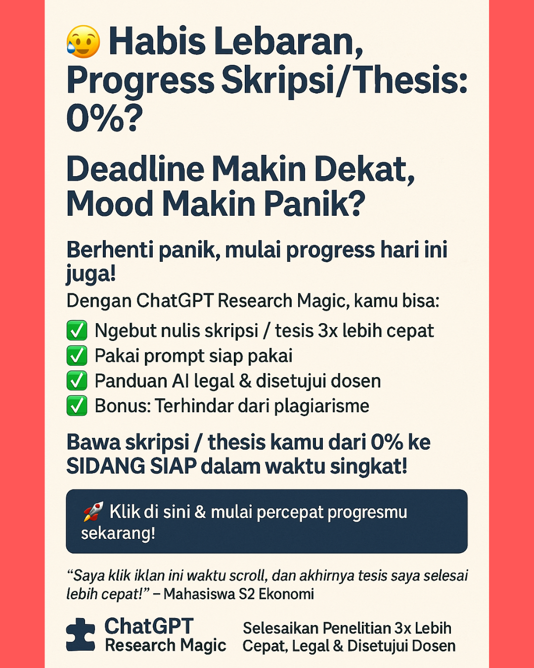 SkripsiMagic Facebook ad: Skripsi Masih 0%