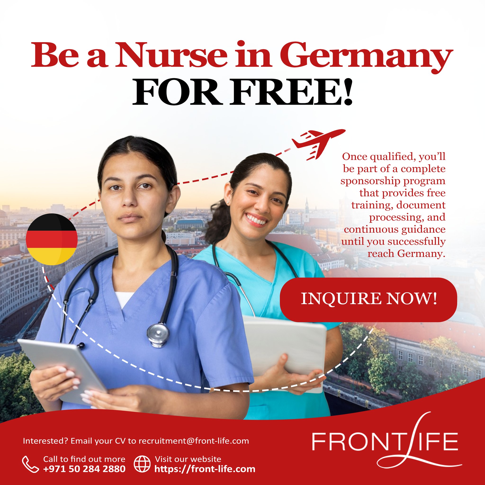 FrontLife Recruitment for Healthcare Professionals Facebook ad: You can now fulfill your dreams for FREE.