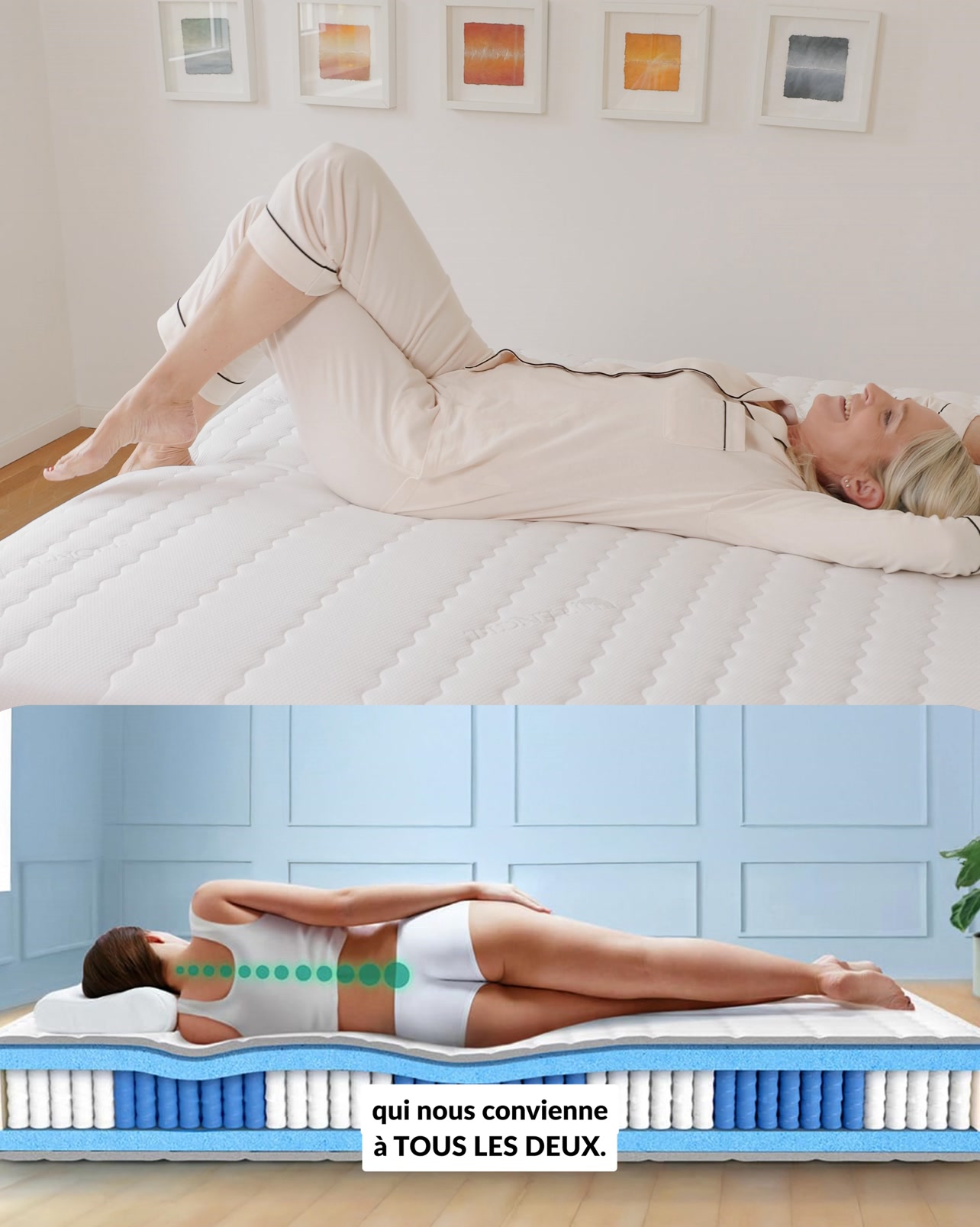AMQ Sleep Facebook ad: Pour des nuits de rêve à deux