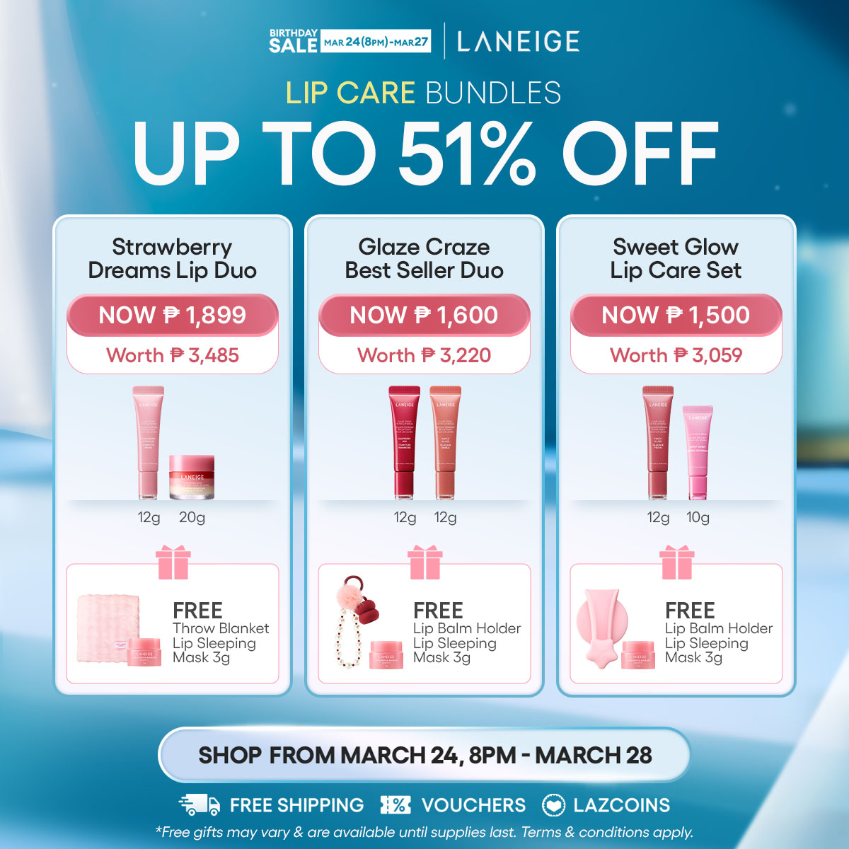 LANEIGE Philippines Facebook ad: SHOP FOR SOFT, GLOWING LIPS